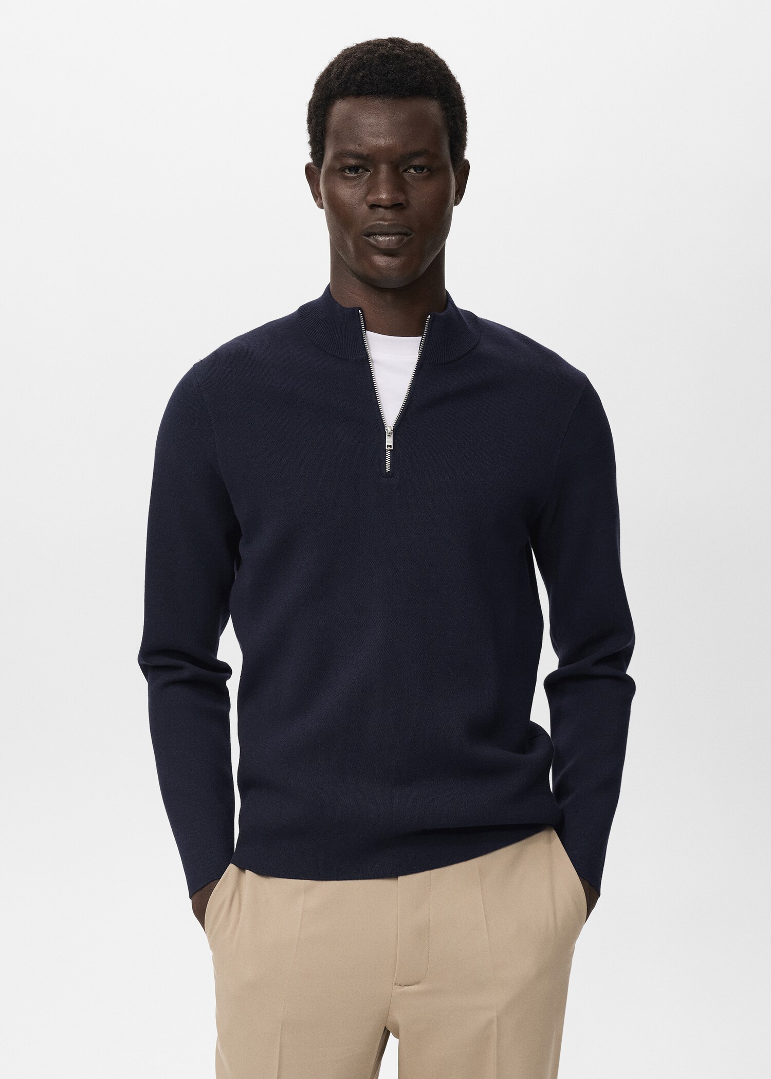 Knitted sweater with perkins neck - Medium plane