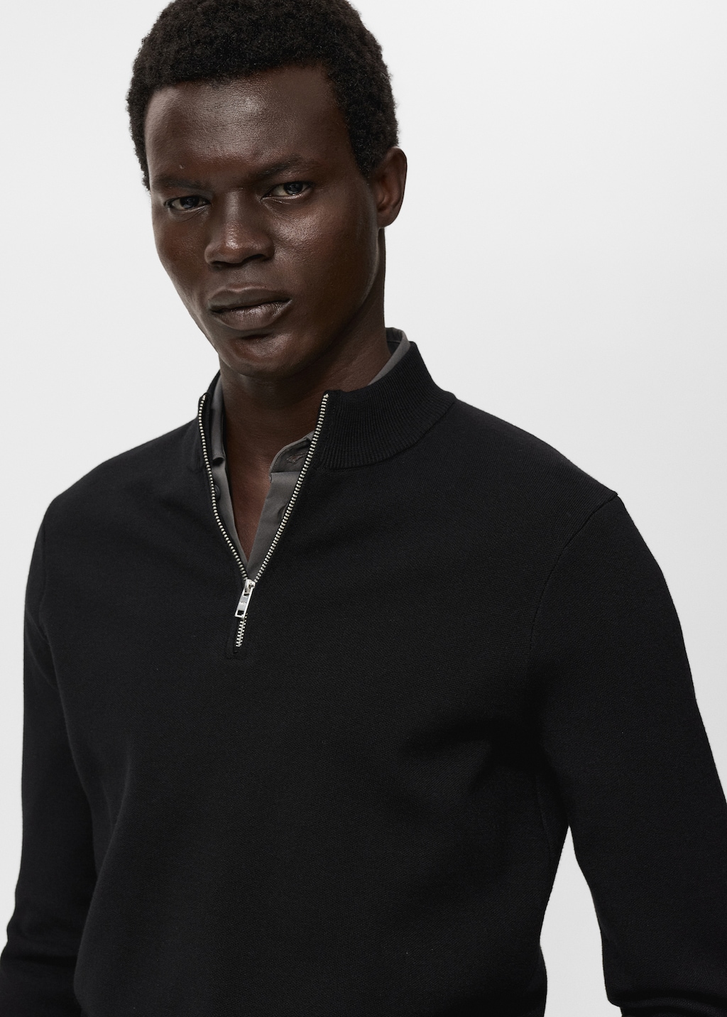 Knitted sweater with perkins neck