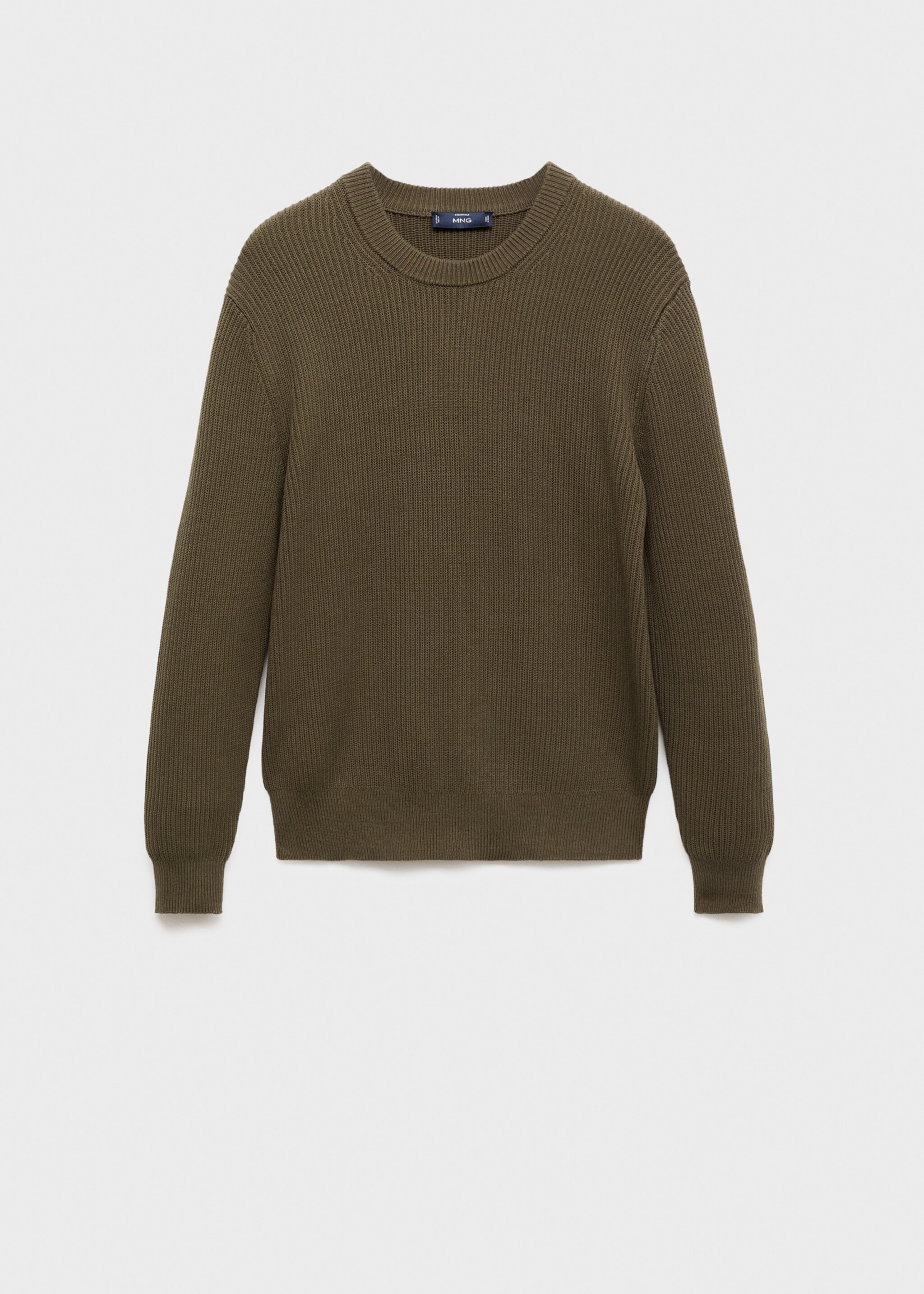 Fine rib-knit cotton sweater - Article without model, Olive Green. Ref: 17015976-00.