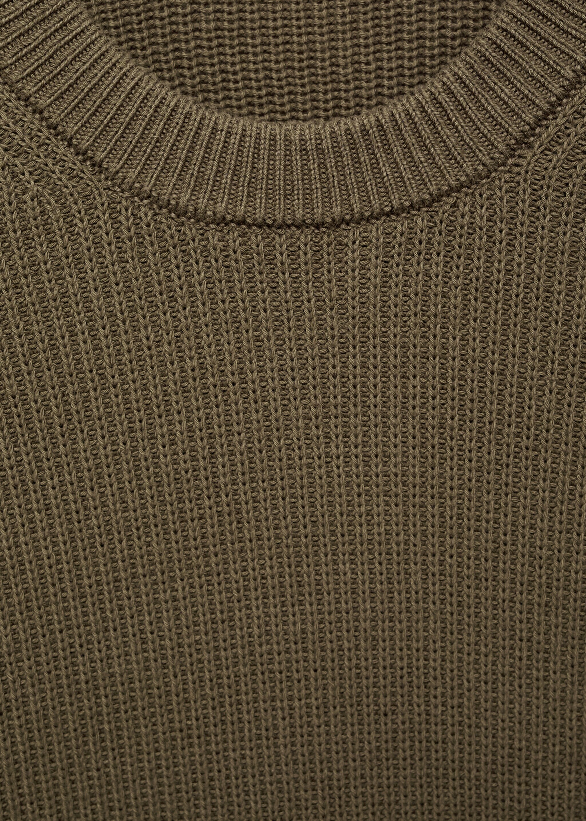 Fine rib-knit cotton sweater - Details of the article 8, Olive Green. Ref: 17015976-00.