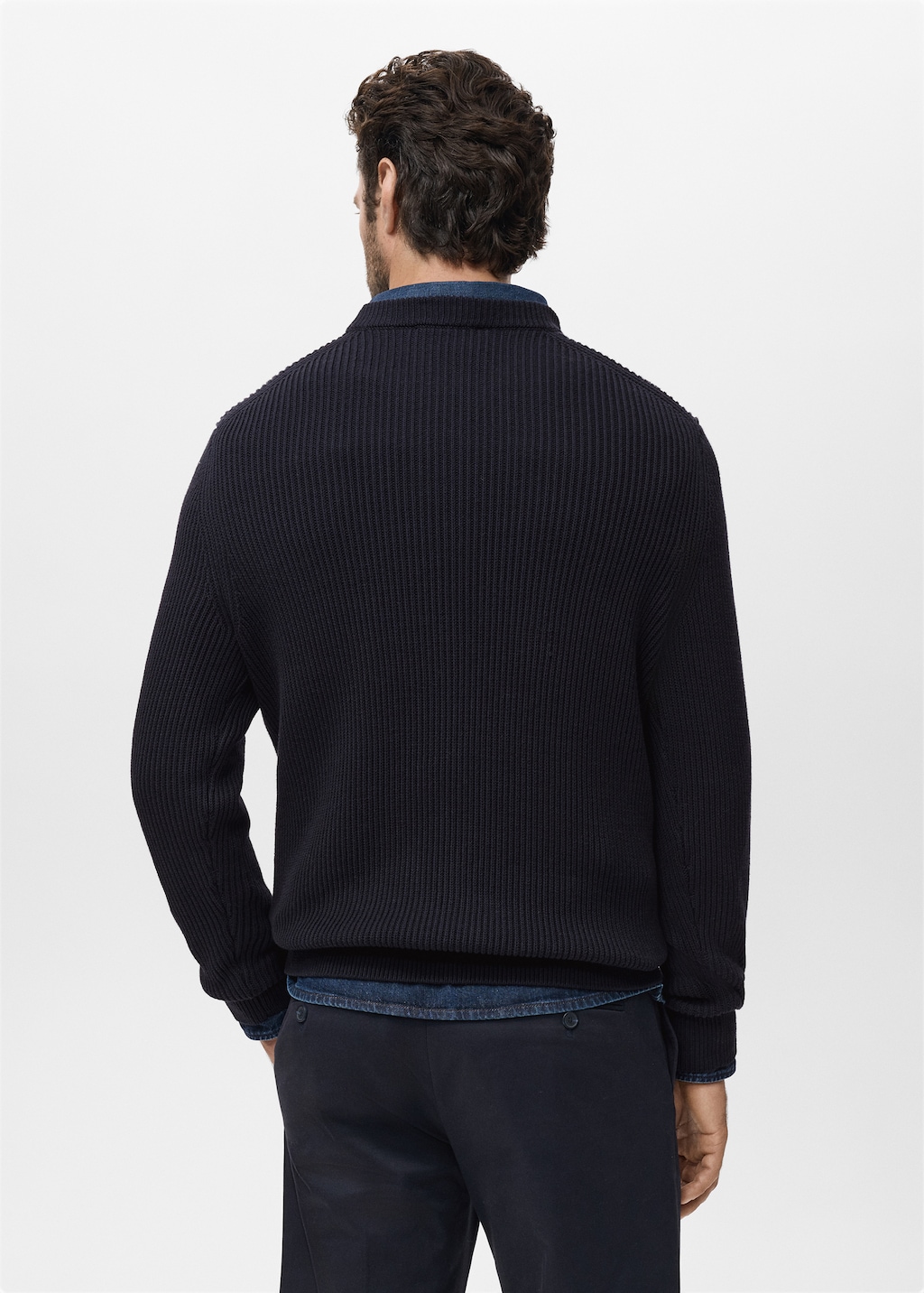 Fine rib-knit cotton sweater