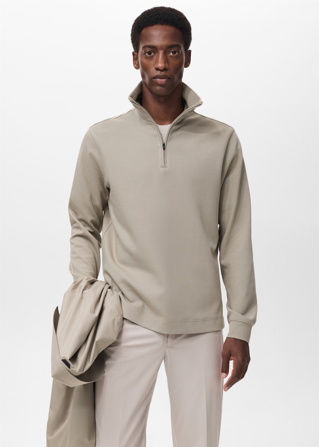 Regular-fit technical zip-up sweatshirt