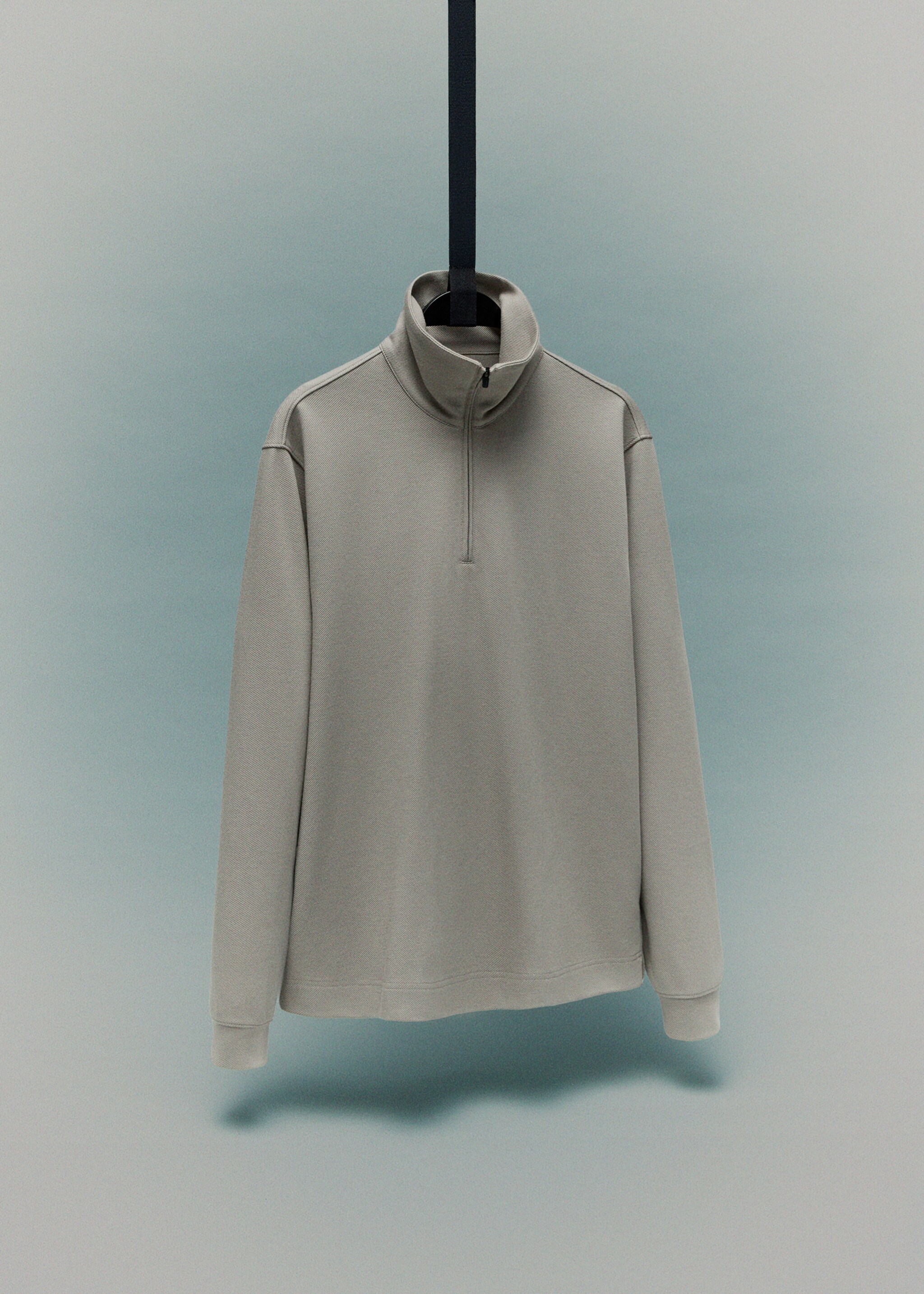 Regular-fit technical zip-up sweatshirt - Details of the article 9, Light/Pastel Grey. Ref: 17015981-00.