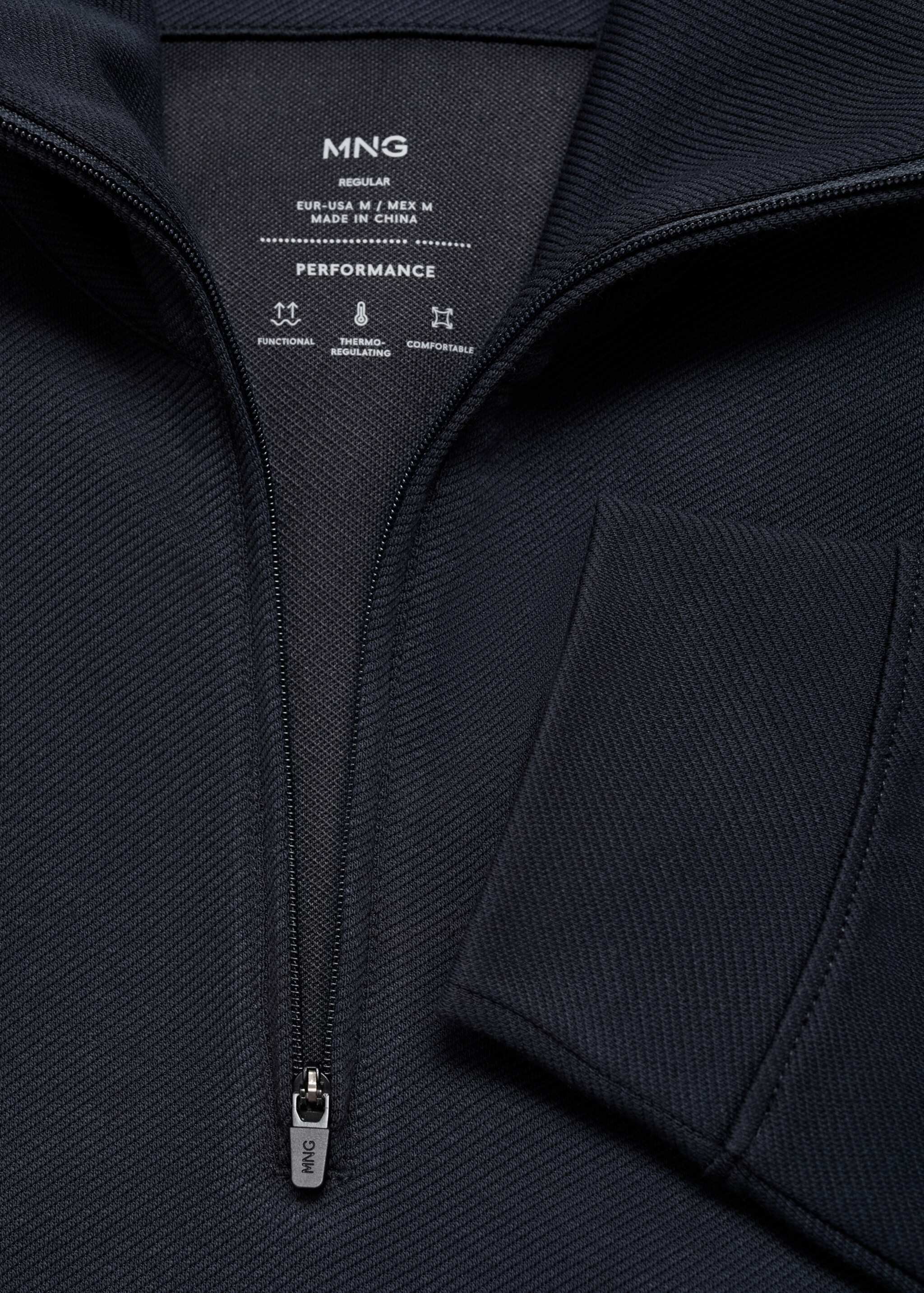 Technical Zip-Up Sweatshirt Regular Fit - Details of the article 0, Navy. Ref: 17015981-00.