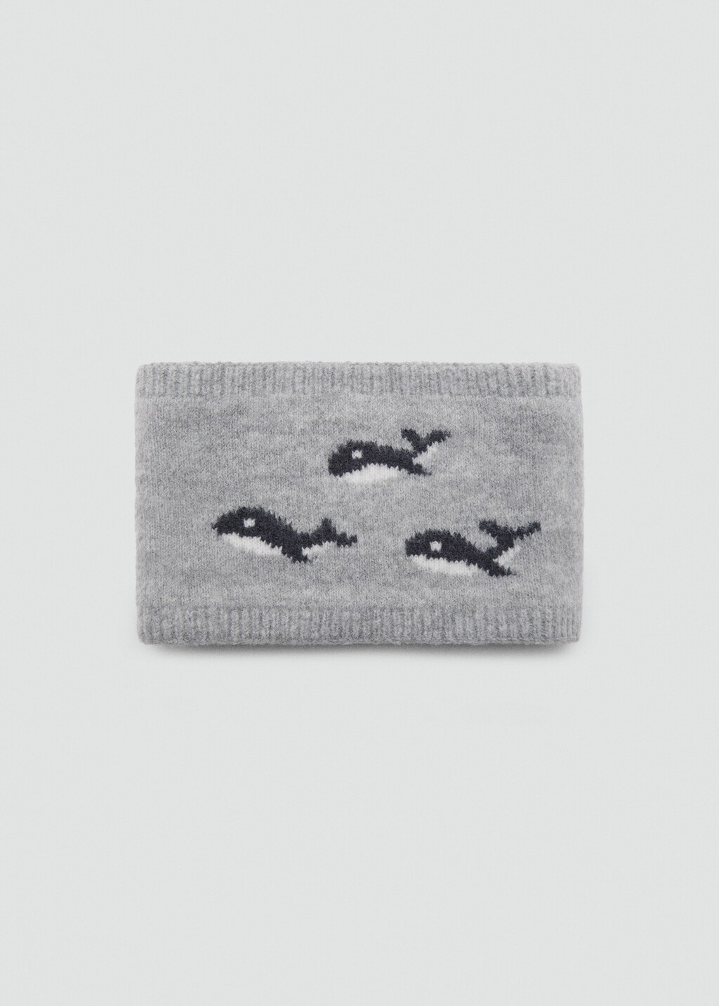 Knitted scarf with whale