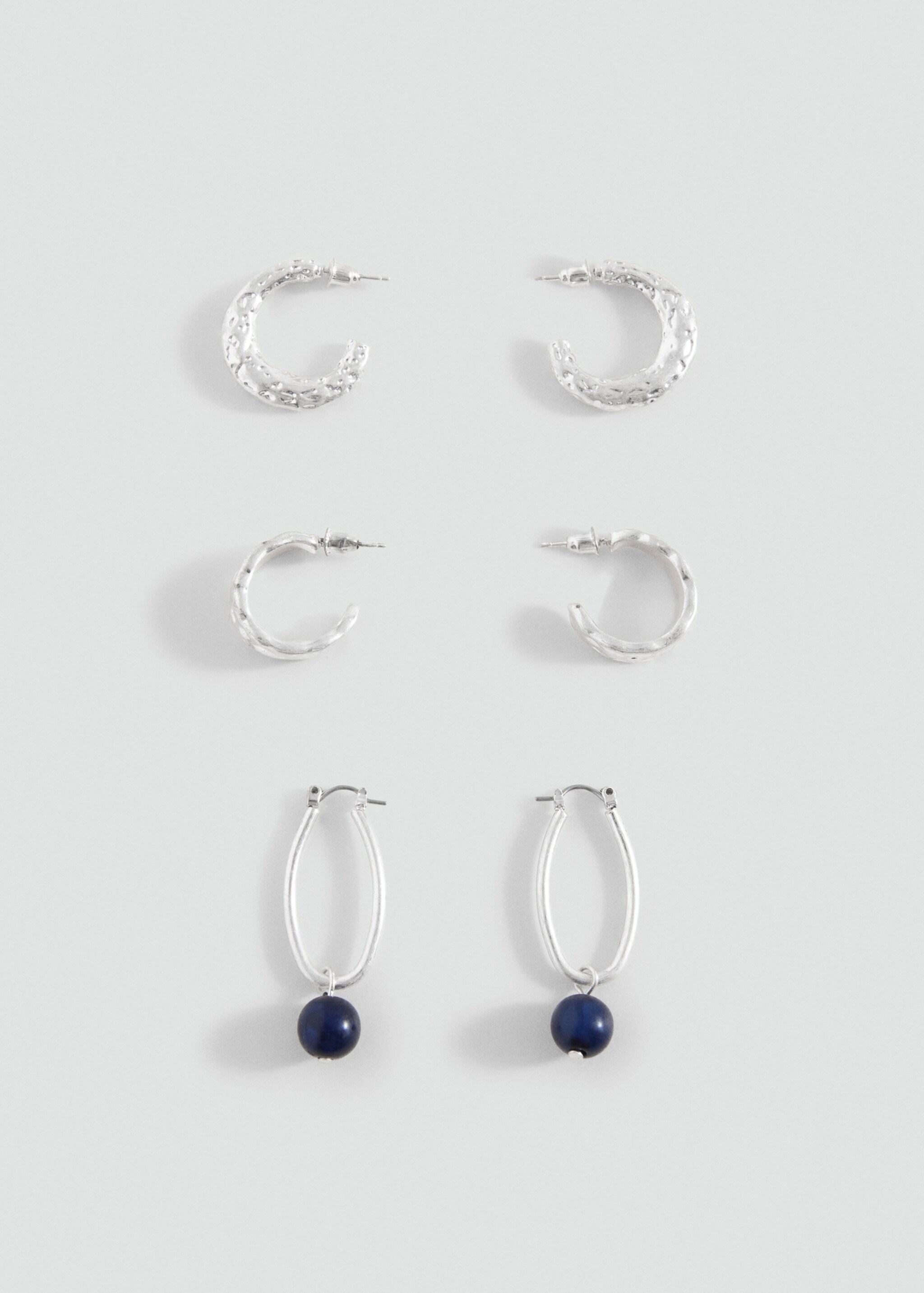 Pack of 3 combined earrings - Article without model, Silver. Ref: 17015995-00.