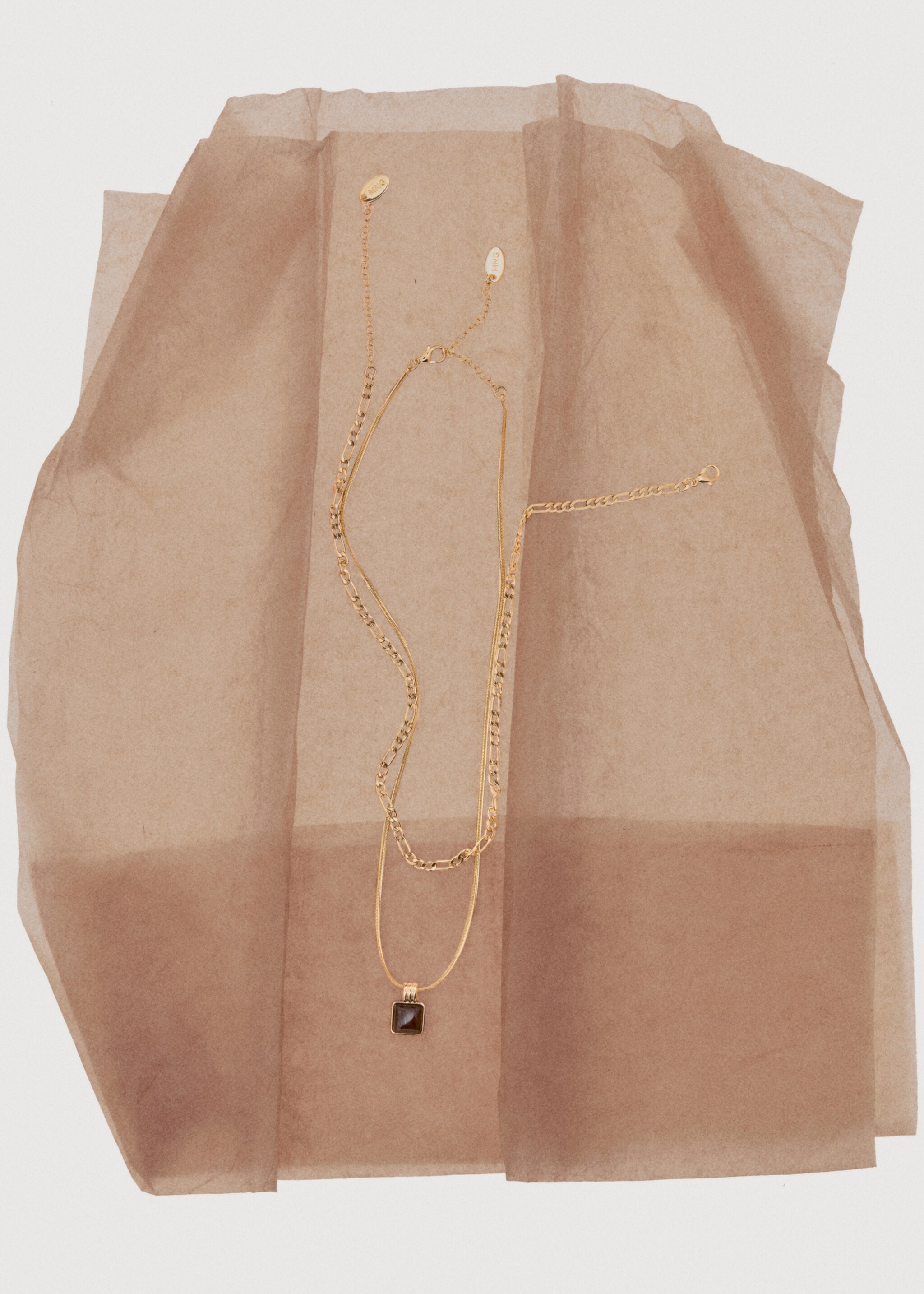 Double pendant necklace - Details of the article 7, Gold. Ref: 17016002-00.