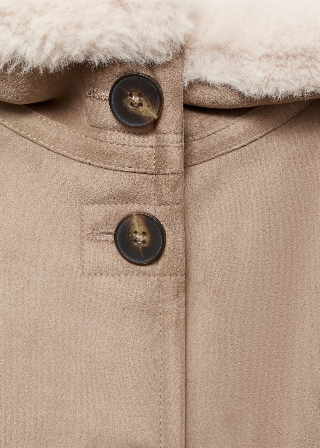 Fur and suede-effect coat