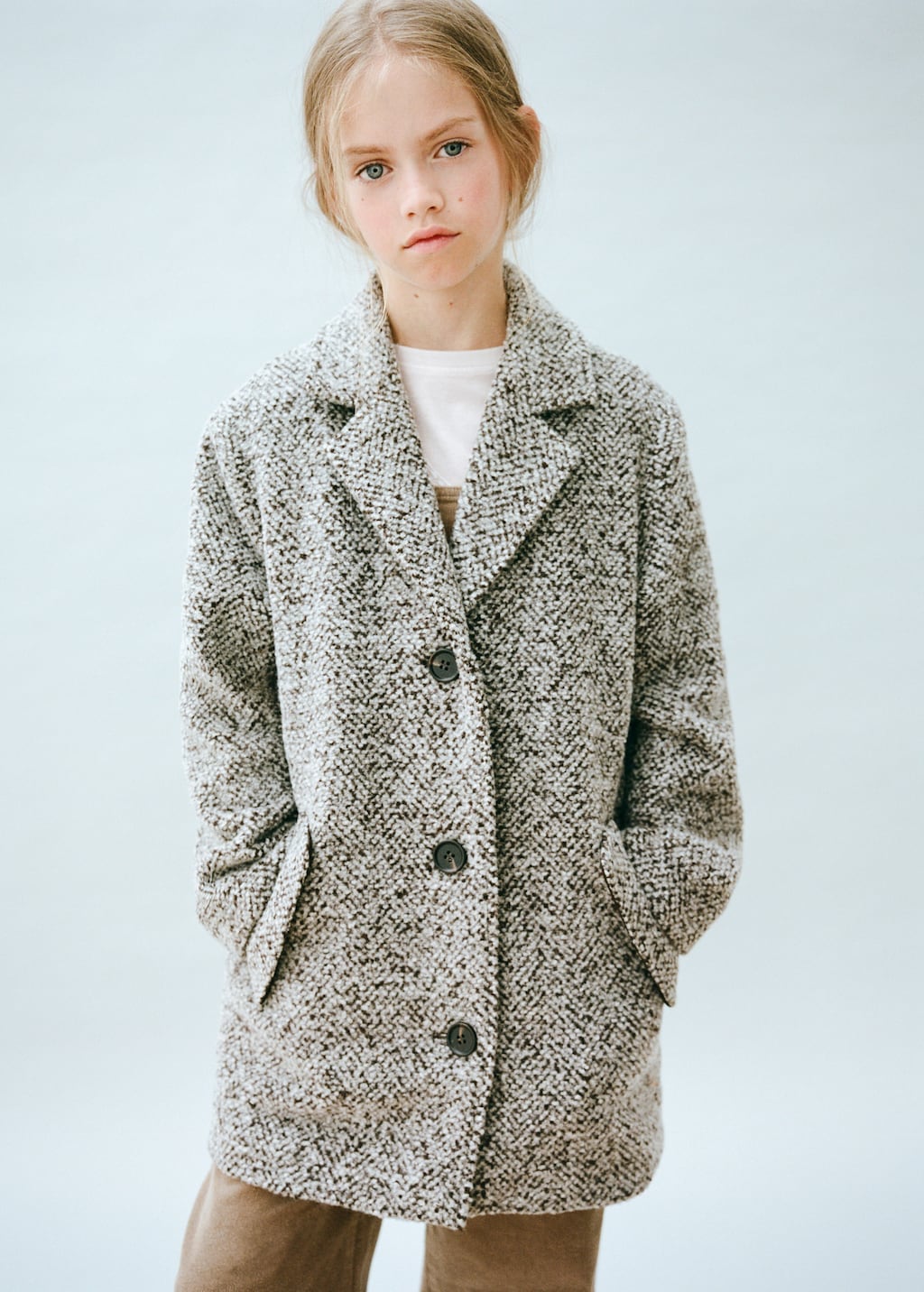 Flecked wool-blend coat