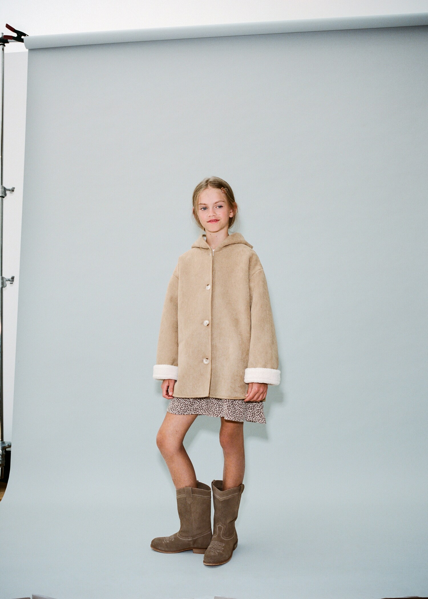 Manteau imitation mouton retourné capuche - Détail de l'article 5