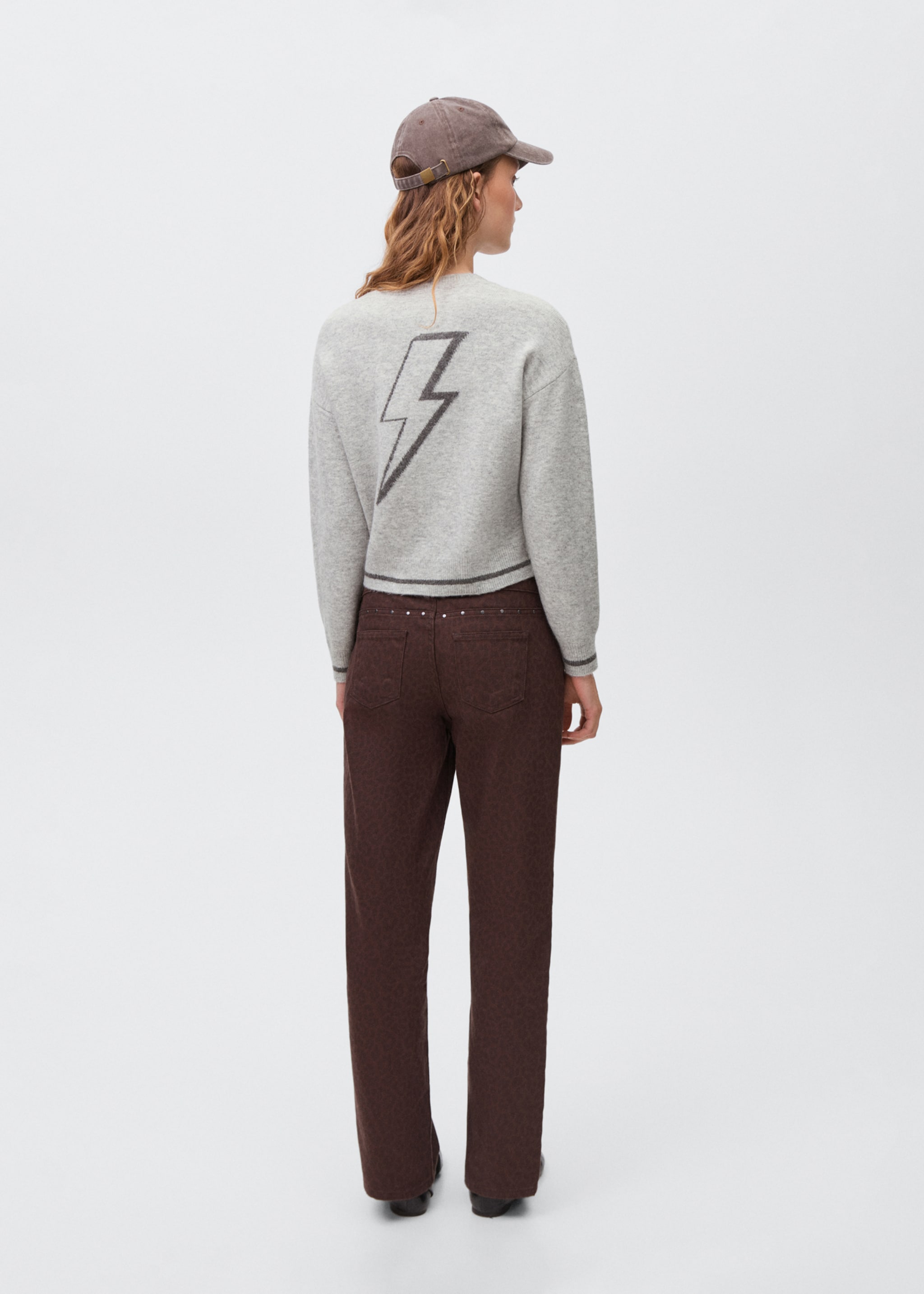 Knit embroidered sweater - Reverse of the article, Light Heather Grey. Ref: 17016336-00.