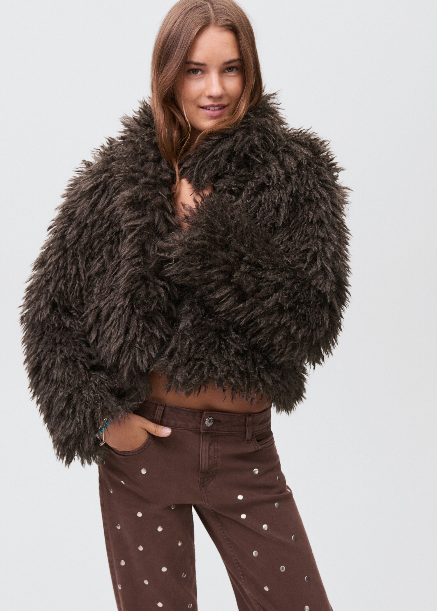 Short fur effect coat - Medium plane