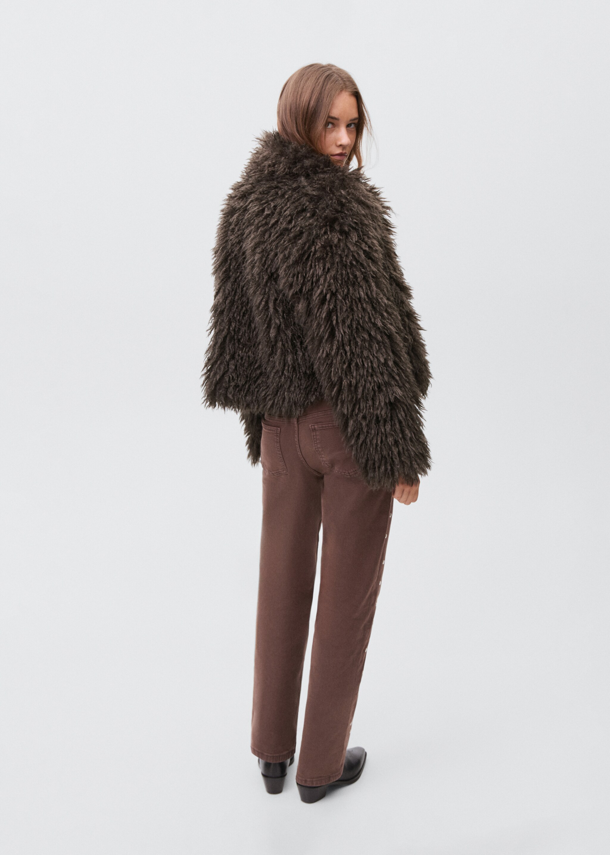 Short fur effect coat - Reverse of the article, Brown. Ref: 17016337-00.