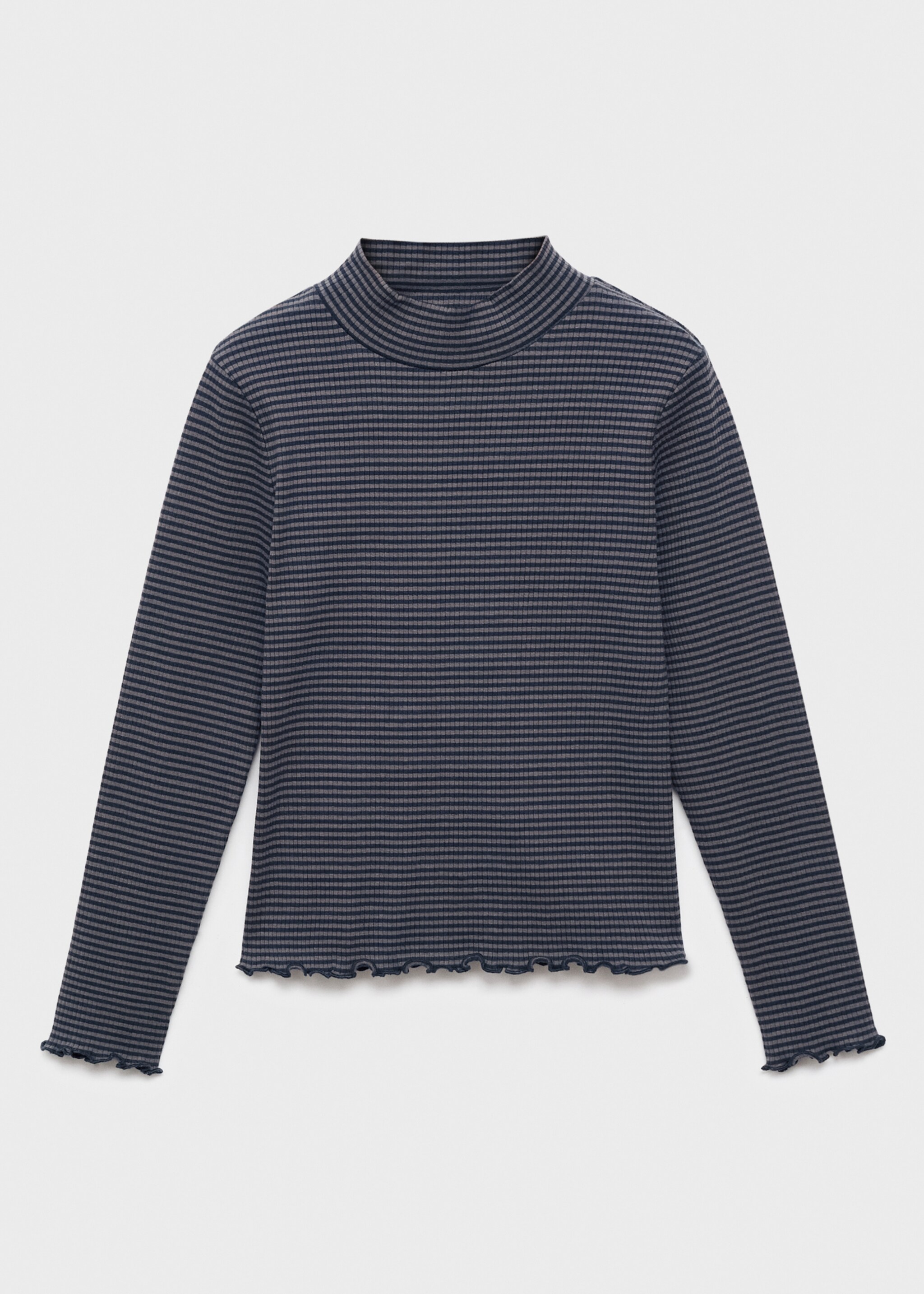 Scalloped hem striped t-shirt - Article without model, Navy. Ref: 17016339-00.