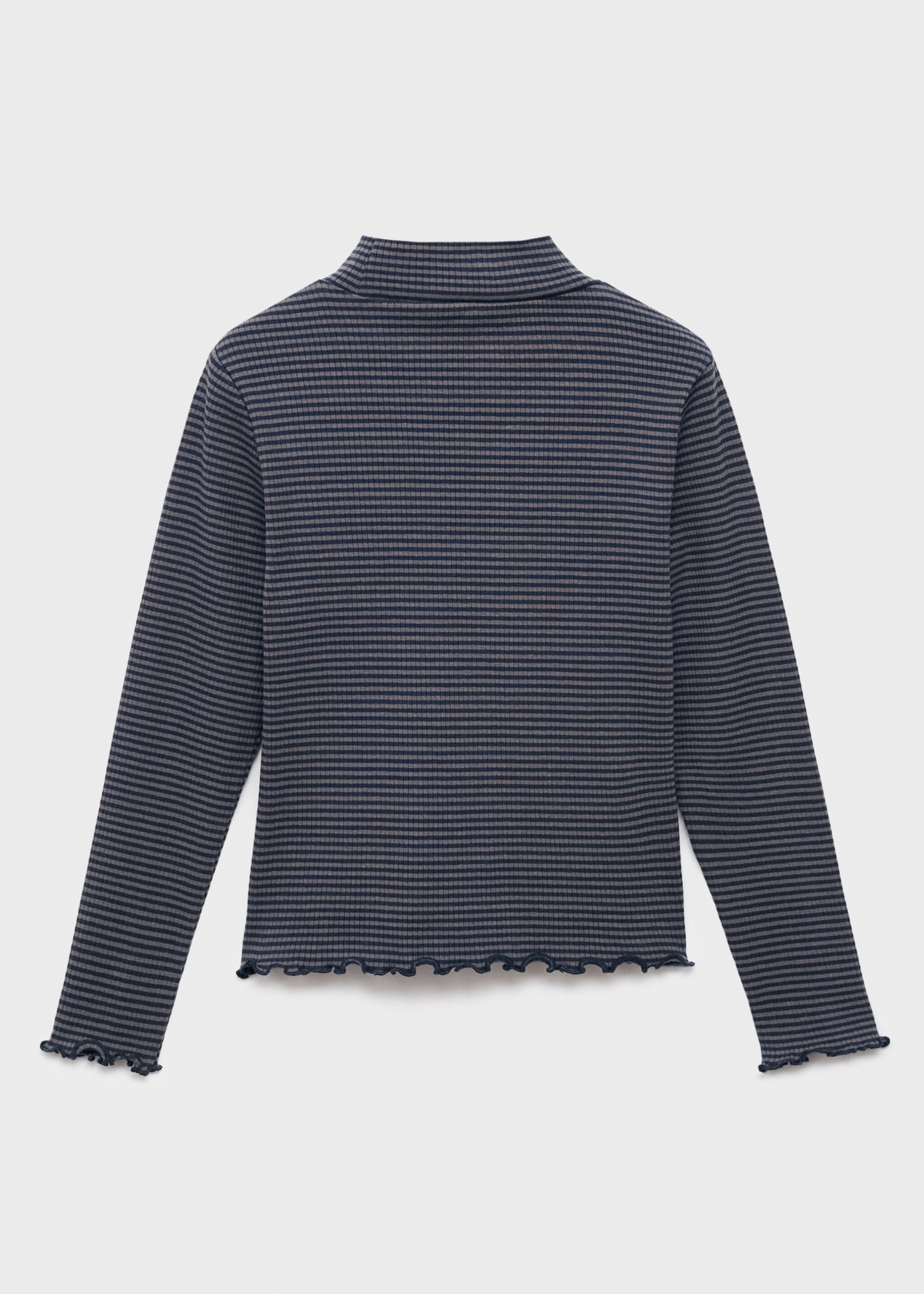 Scalloped hem striped t-shirt - Reverse of the article, Navy. Ref: 17016339-00.