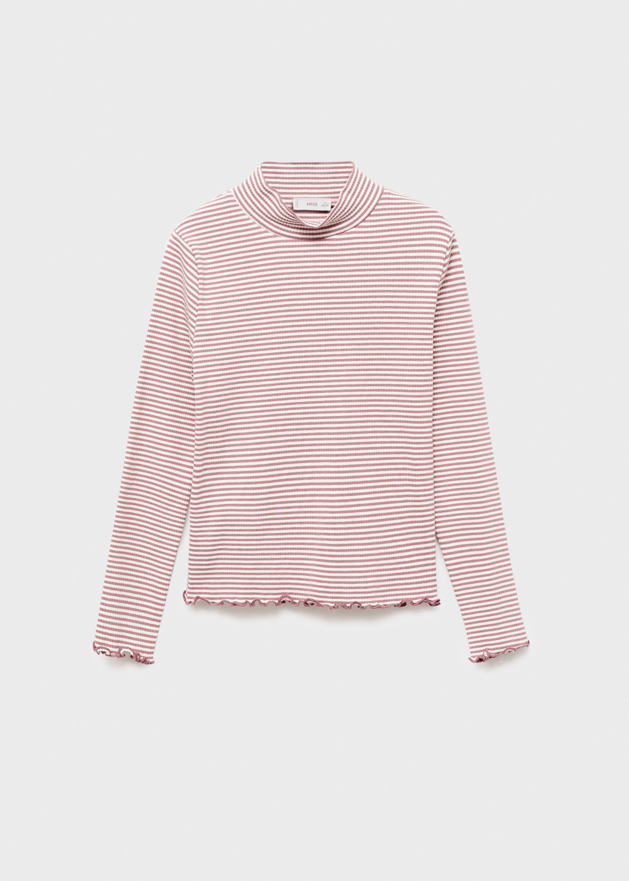 Scalloped hem striped t-shirt - Article without model, Pink. Ref: 17016339-00.
