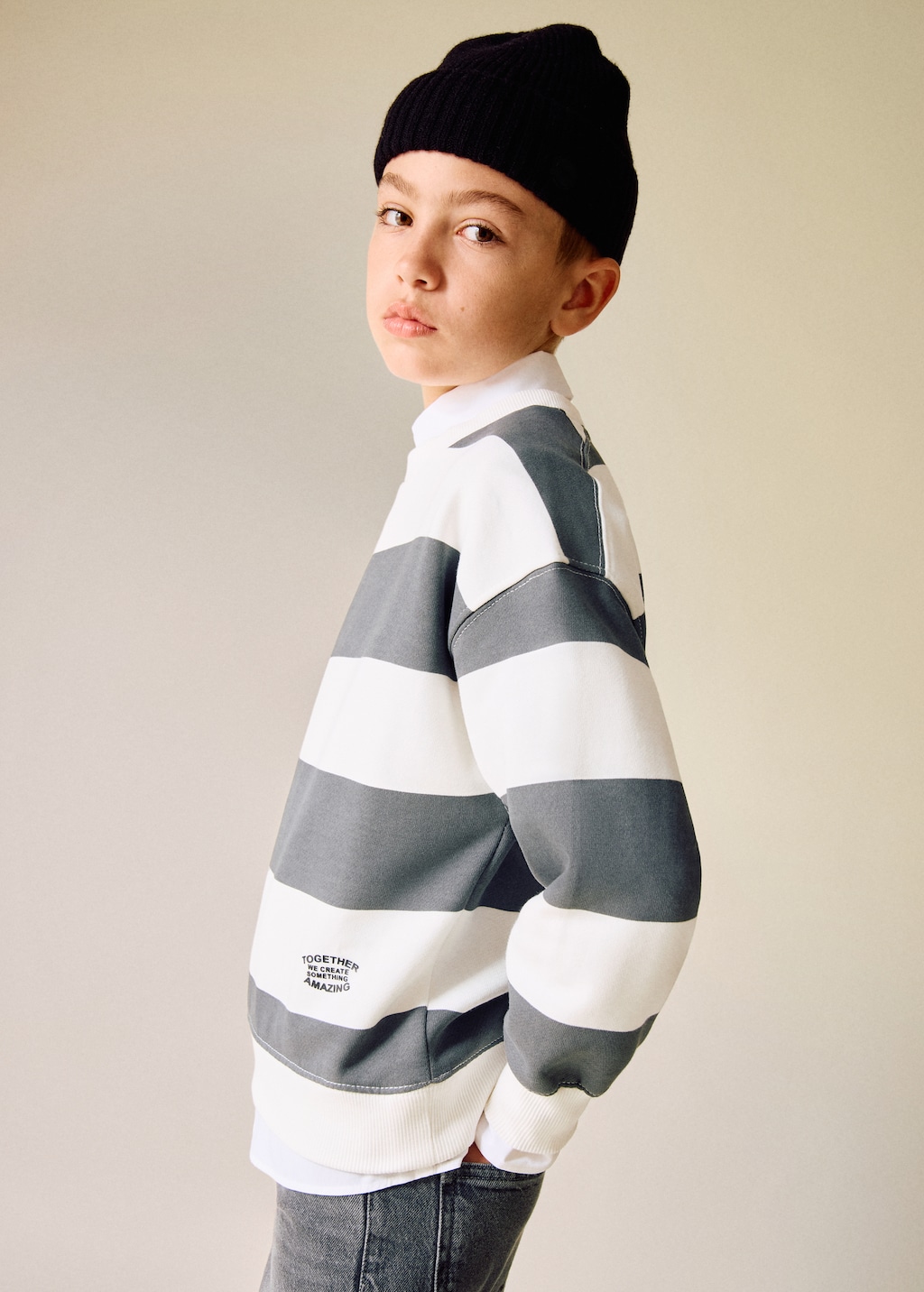 Striped cotton-blend sweatshirt