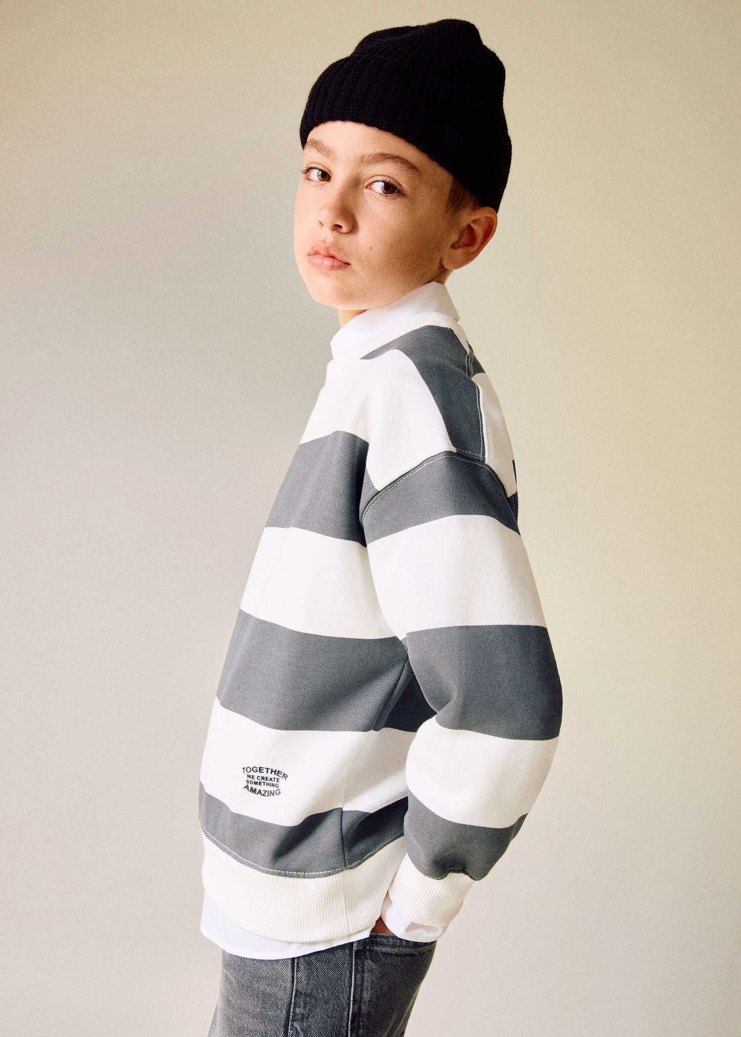 Gestreiftes Baumwoll-Sweatshirt - Detail des Artikels 1