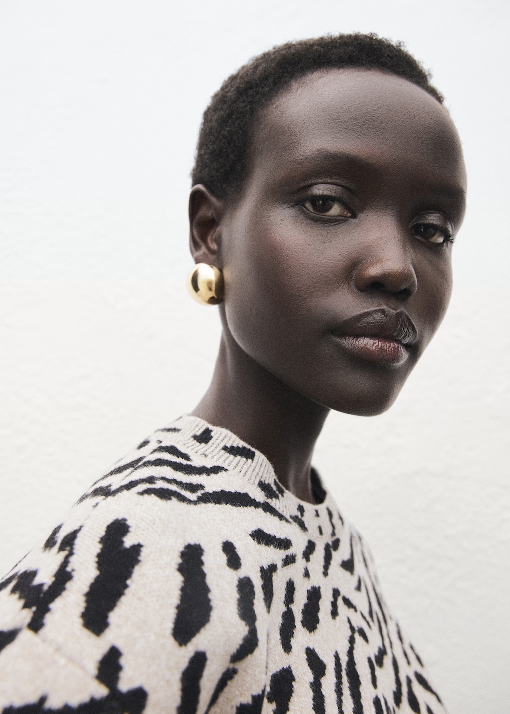 Animal-print knitted sweater