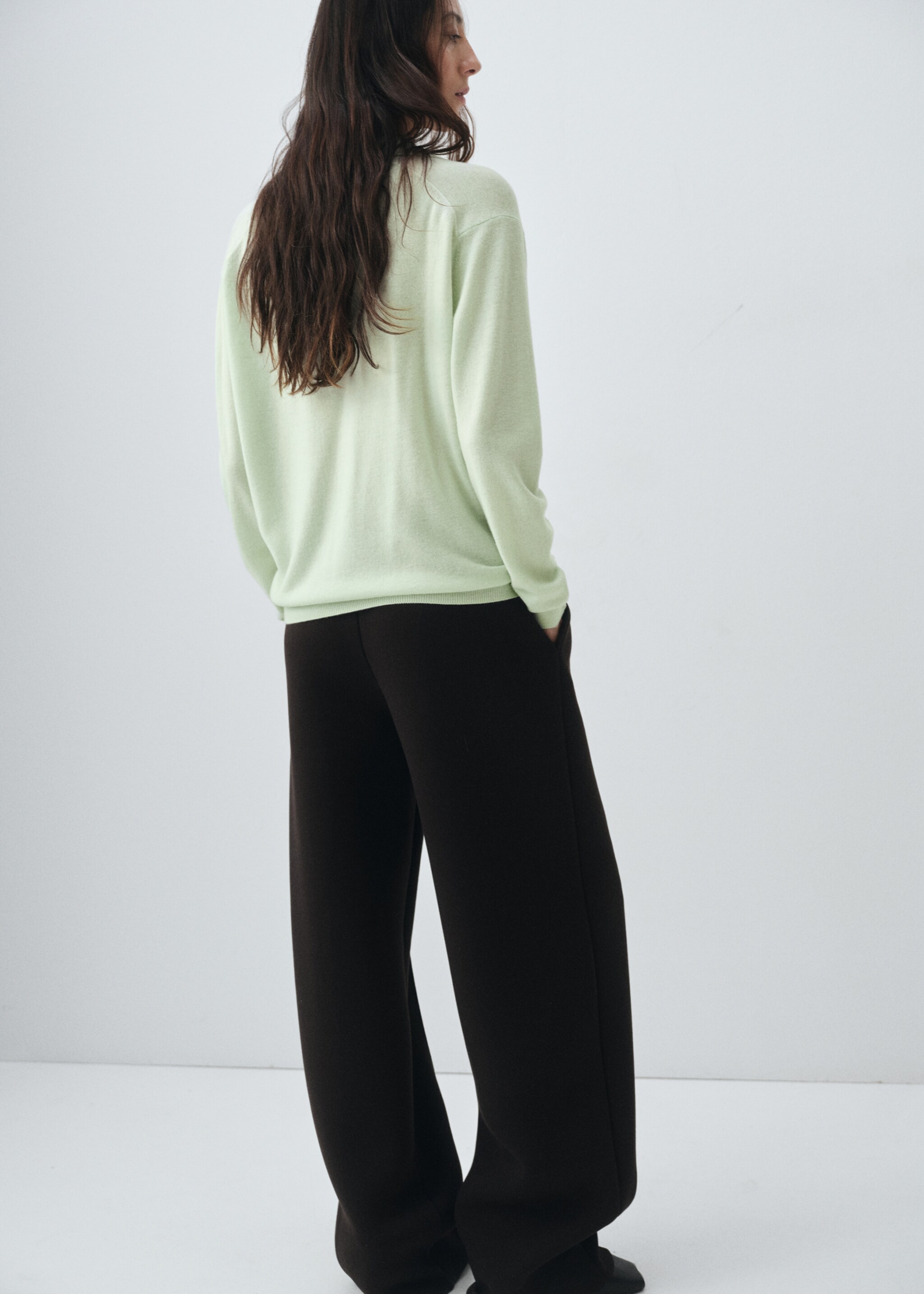 100% wool polo-neck sweater - Reverse of the article, Aqua Green. Ref: 17016355-00.