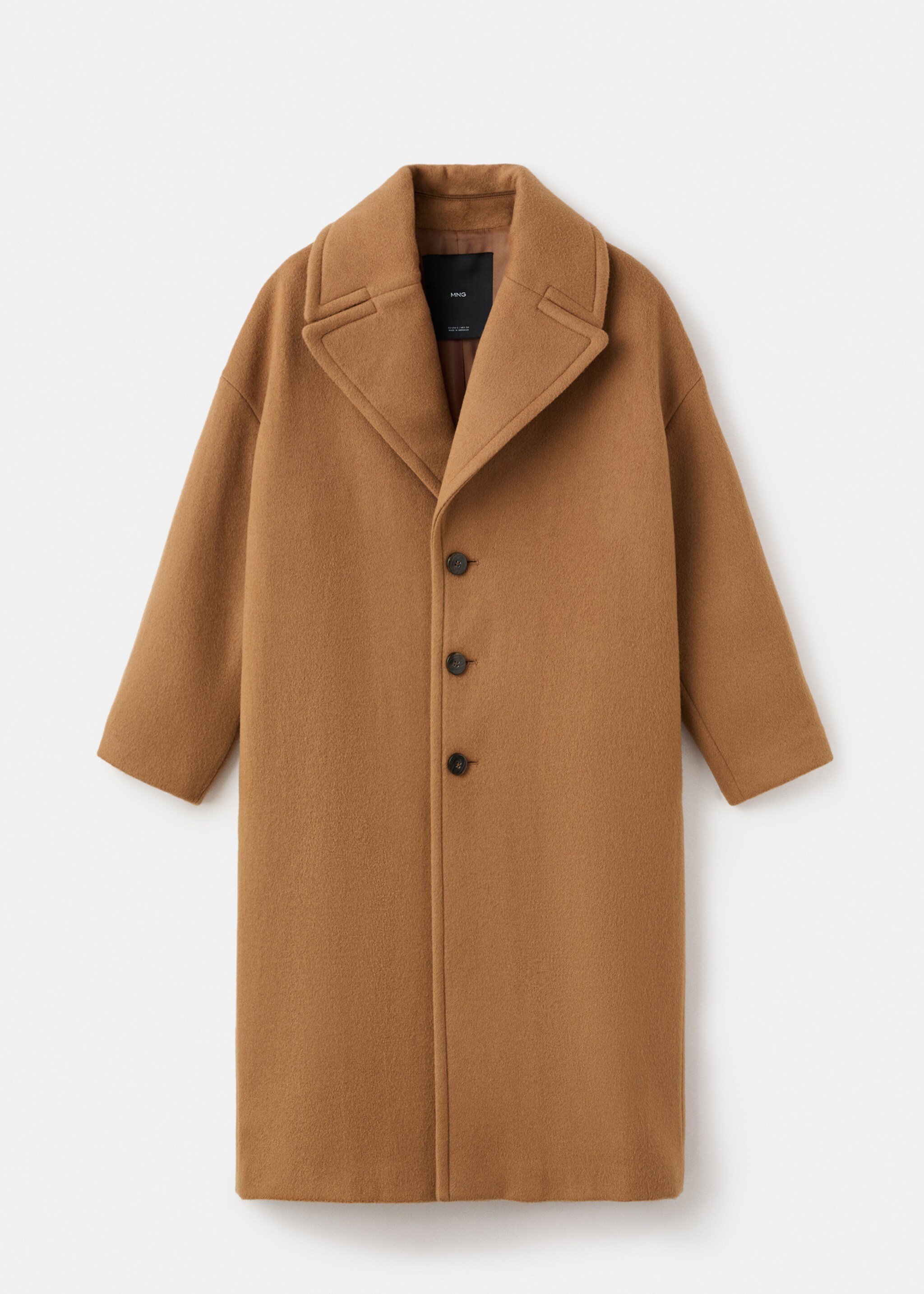 Virgin wool coat with lapels - Article without model, Medium Brown. Ref: 17016360-00.