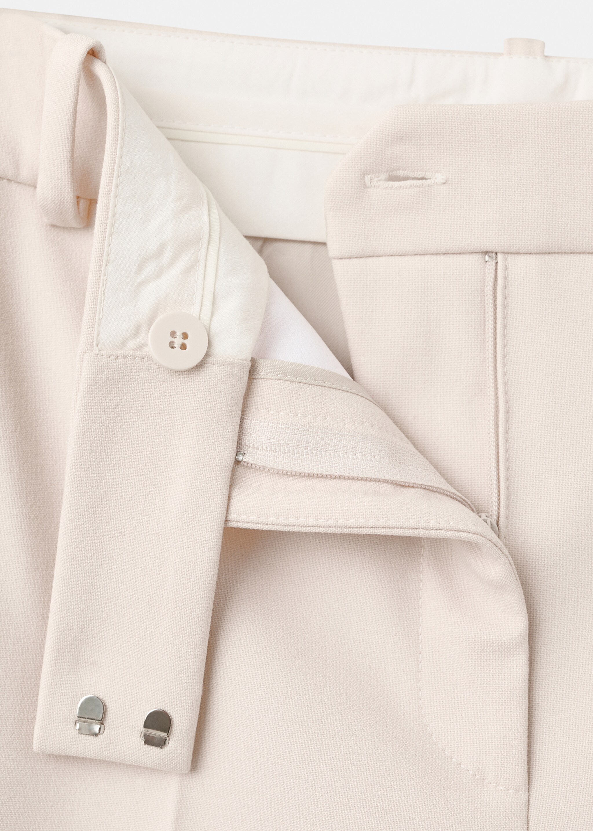 Straight-fit suit trousers - Details of the article 8, Ecru. Ref: 17016361-00.