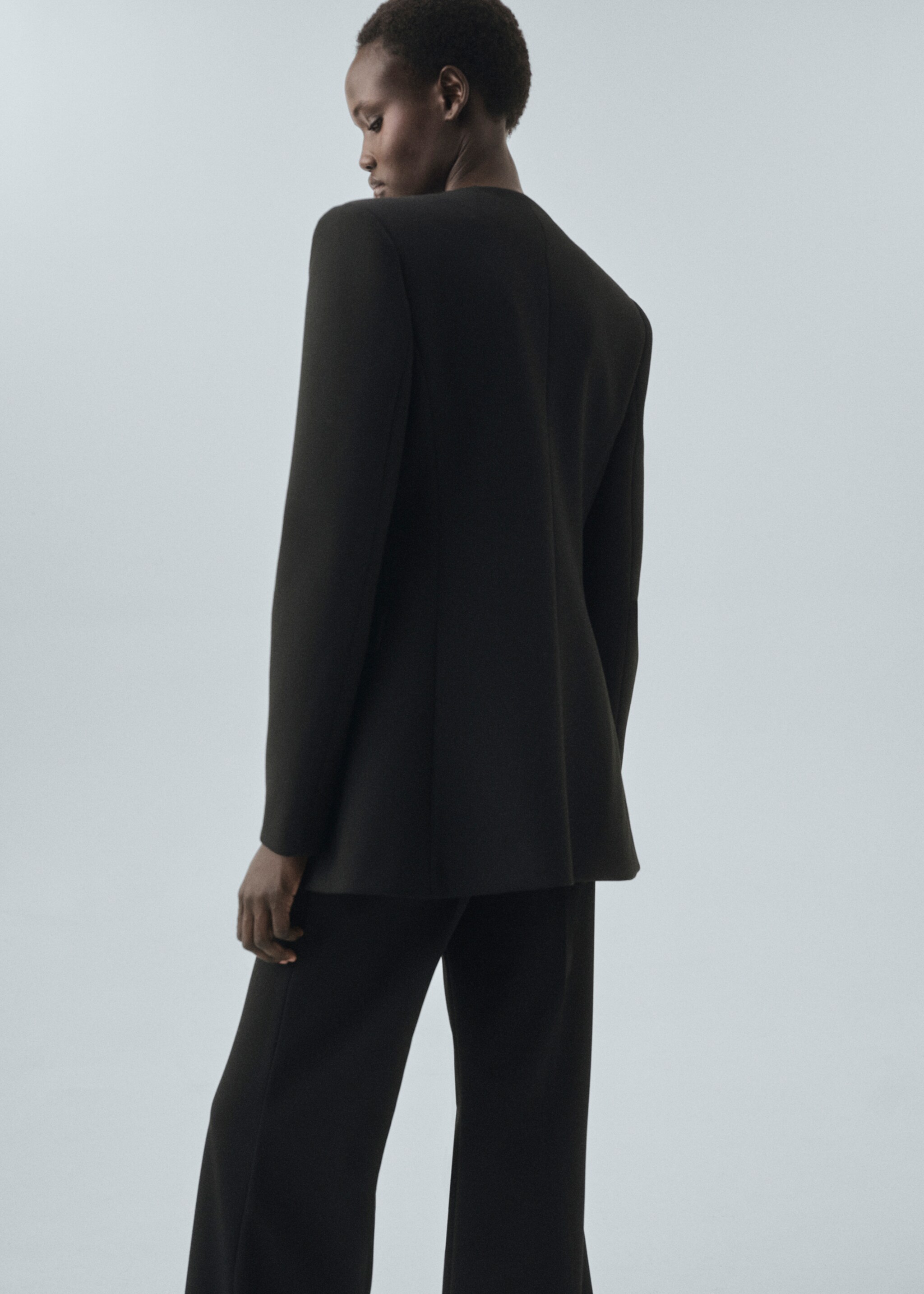 Straight-fit suit trousers - Reverse of the article, Black. Ref: 17016361-00.