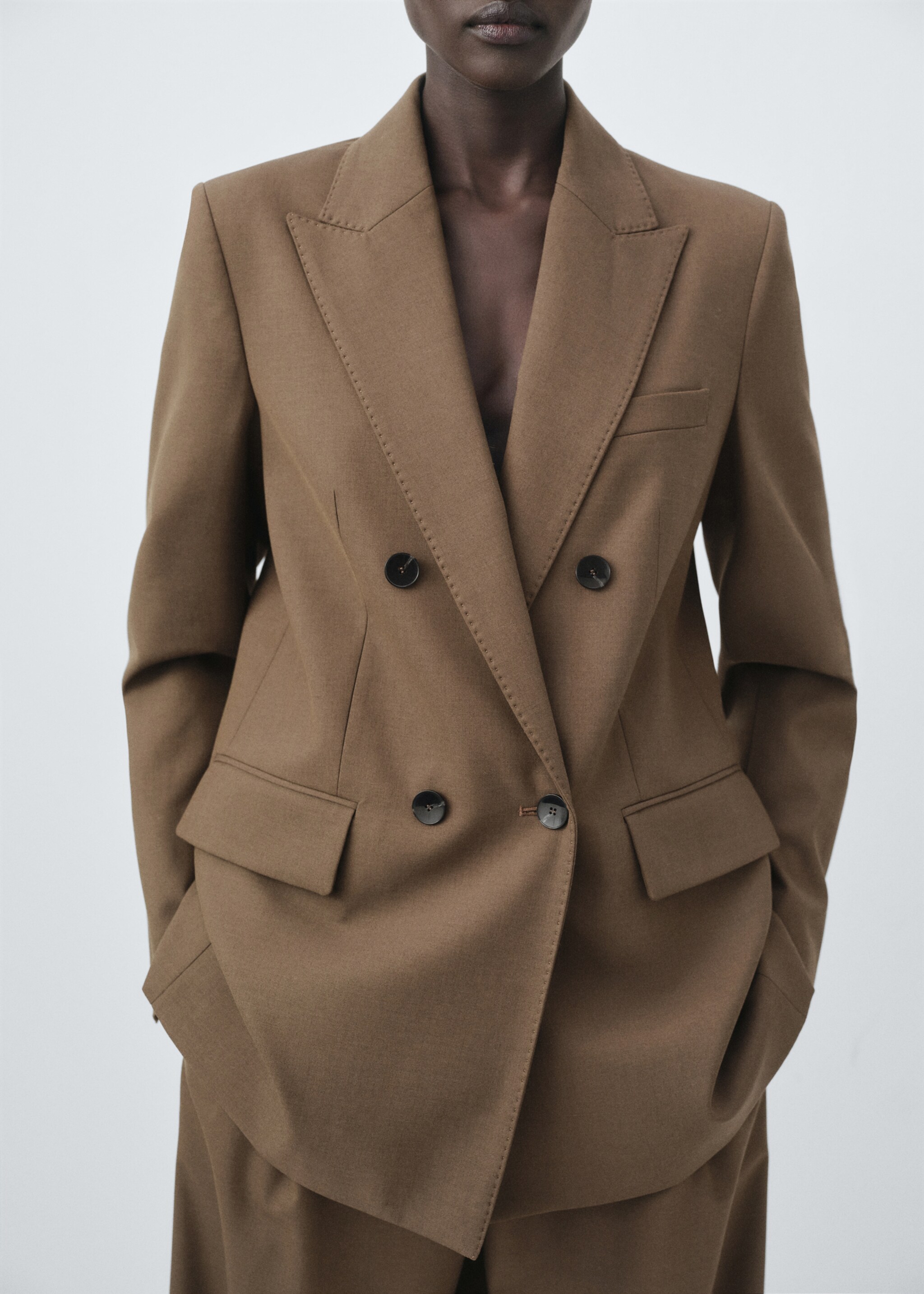 Double-breasted suit jacket - Medium plane, Medium Brown. Ref: 17016365-00.