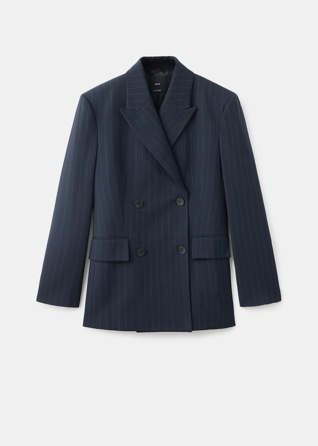 Double-breasted pinstripe suit blazer