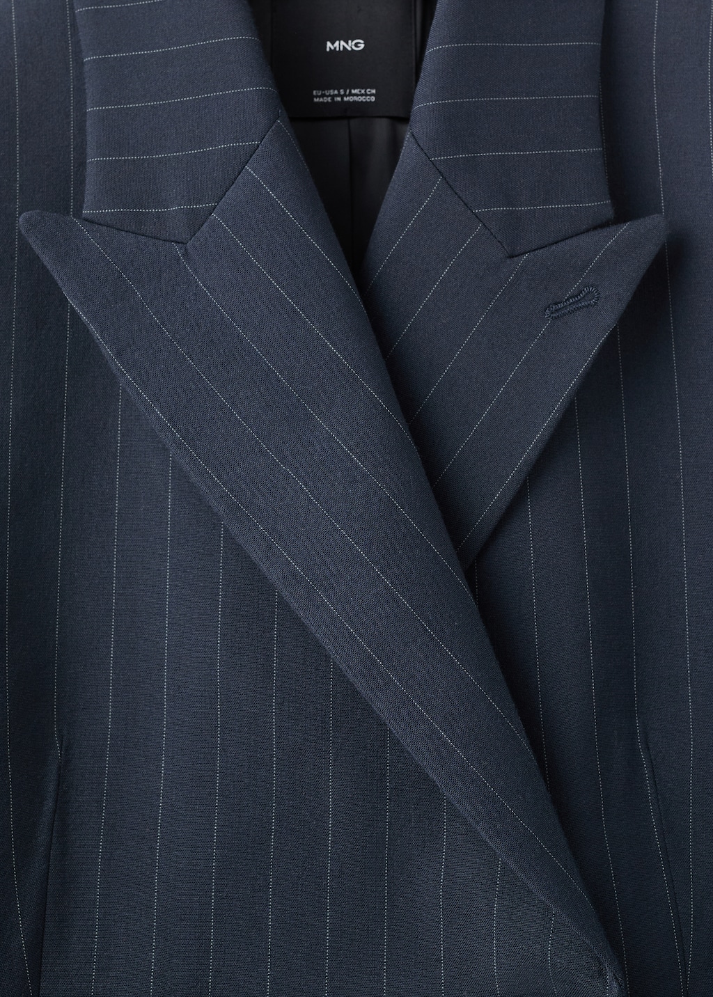 Double-breasted pinstripe suit blazer