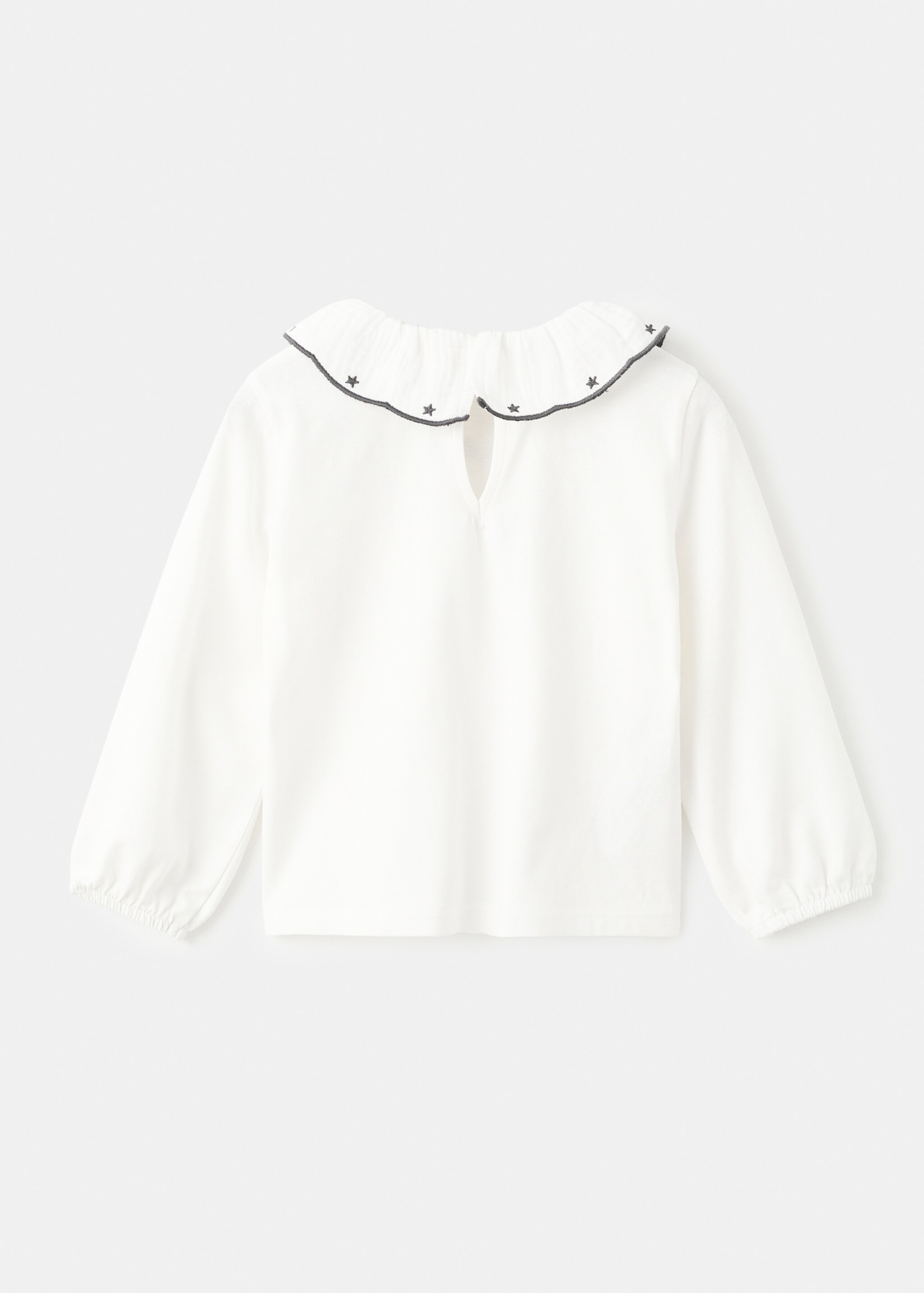 Camiseta algodón bordado estrellas - Reverso del artículo, Blanco roto. Ref: 17016729-00.