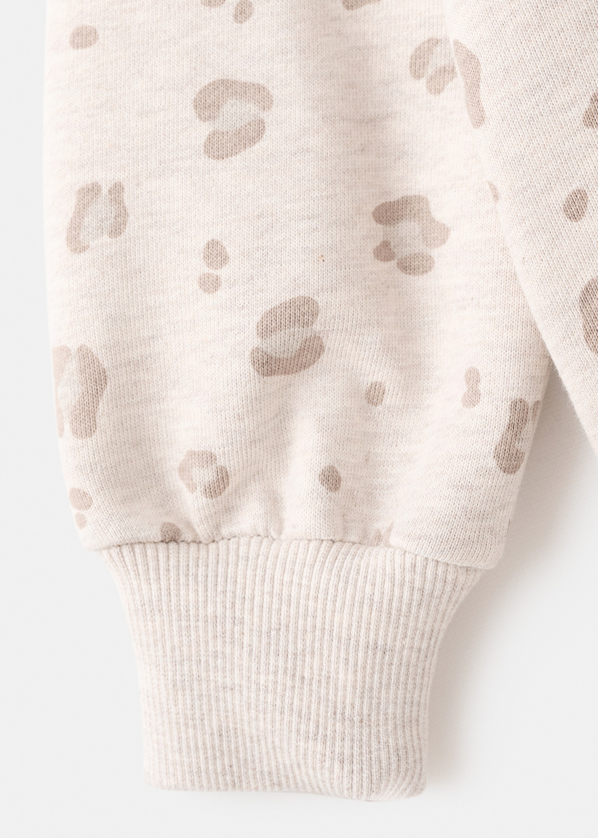 Leopard cotton sweatshirt - Details of the article 0, Sand. Ref: 17016731-00.