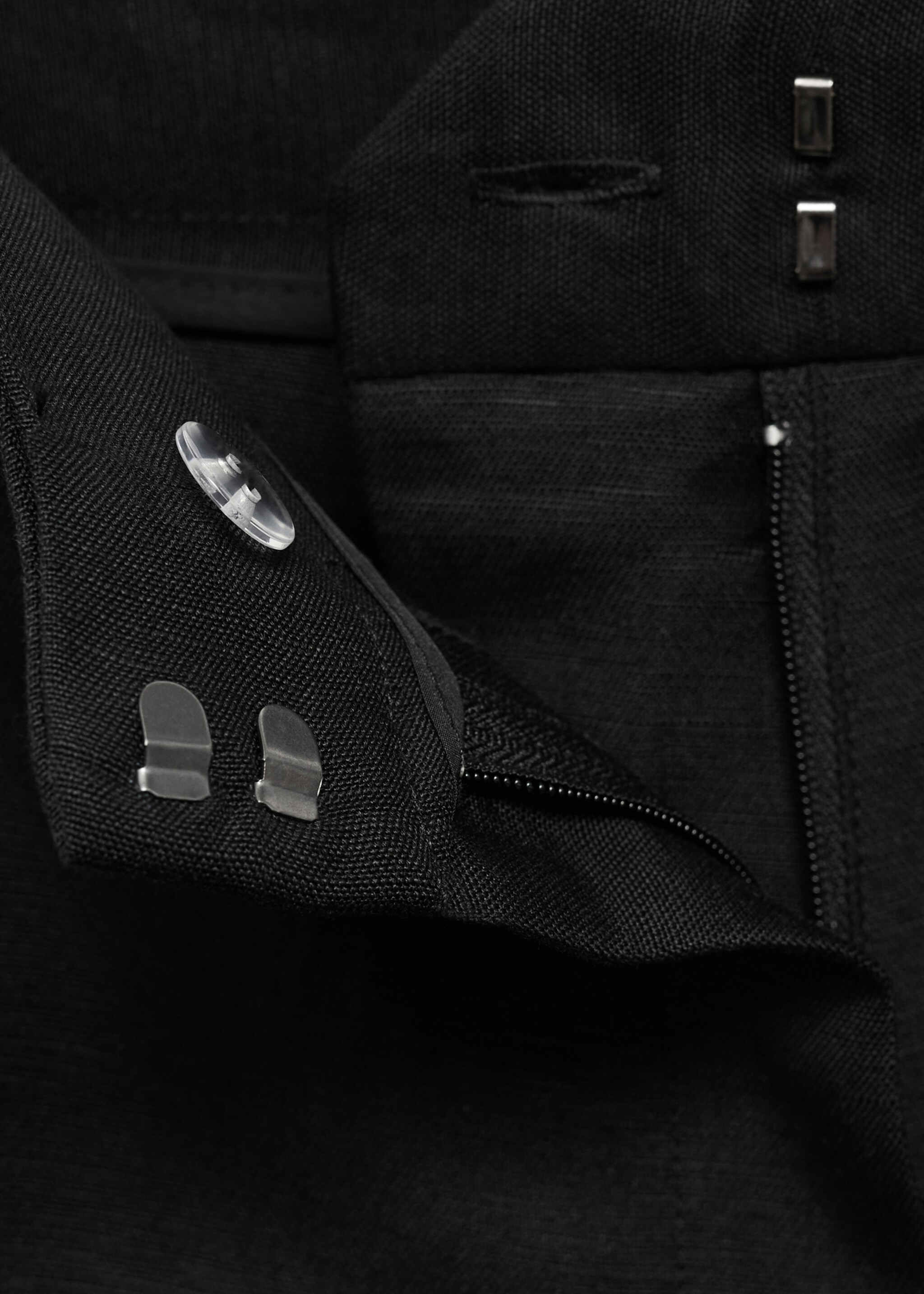 Straight-fit linen suit trousers - Details of the article 0, Black. Ref: 17016736-00.