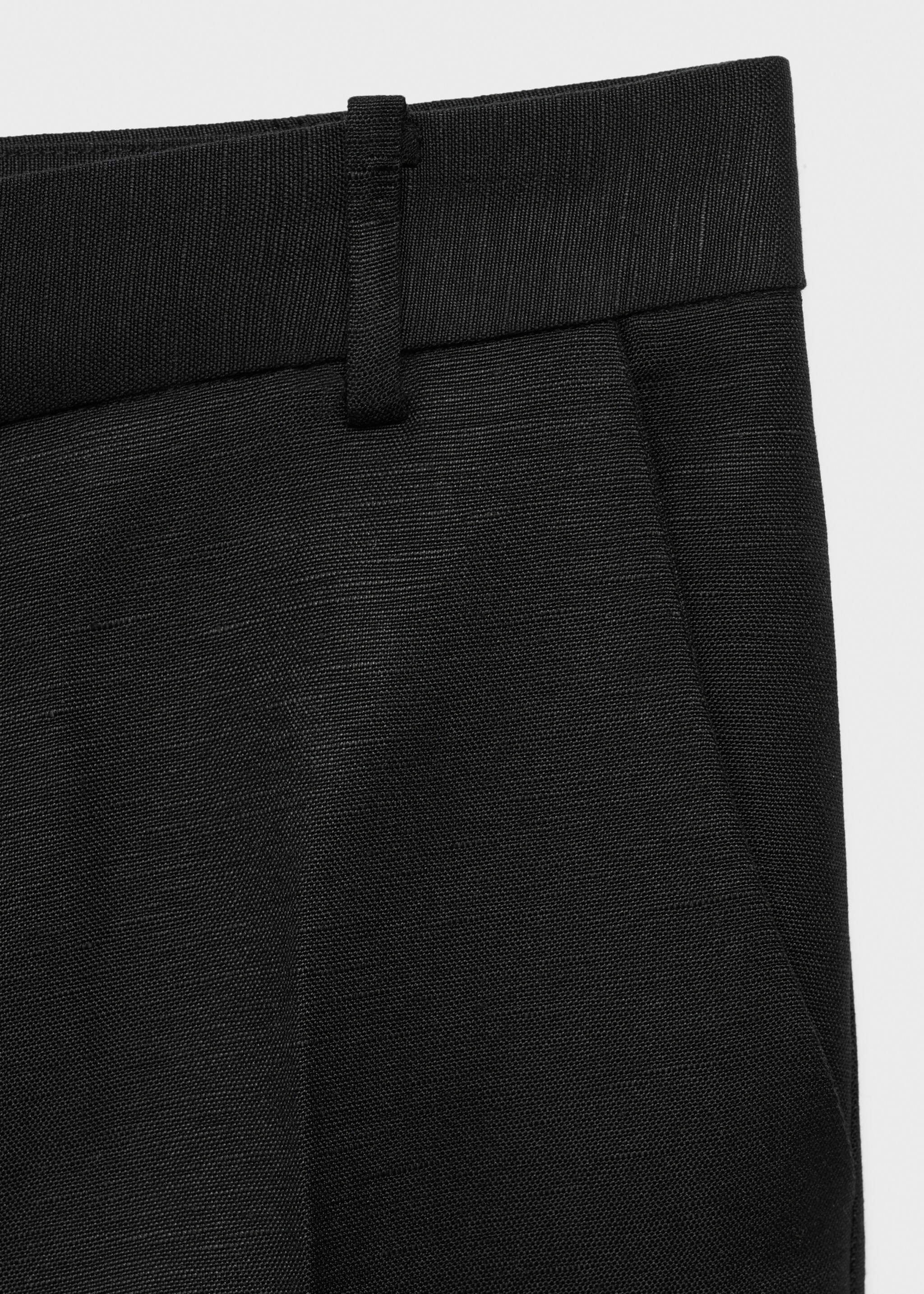 Straight-fit linen suit trousers - Details of the article 8, Black. Ref: 17016736-00.