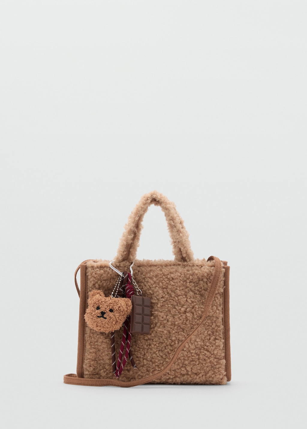 Shearling-effect bucket bag