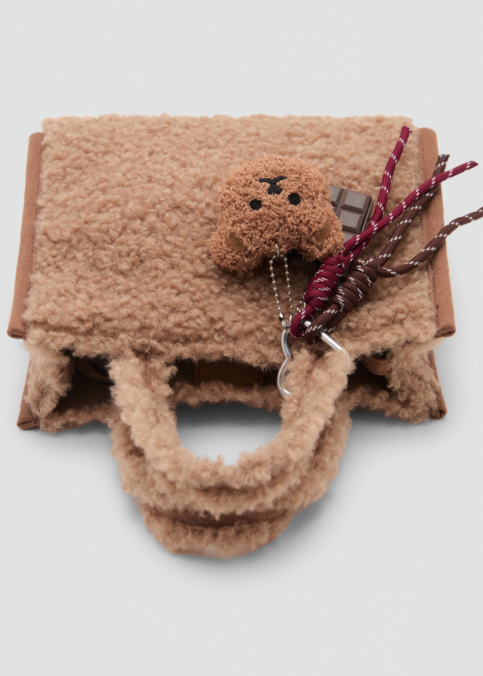 Shearling-effect bucket bag - Details of the article 3, Medium Brown. Ref: 17016742-00.