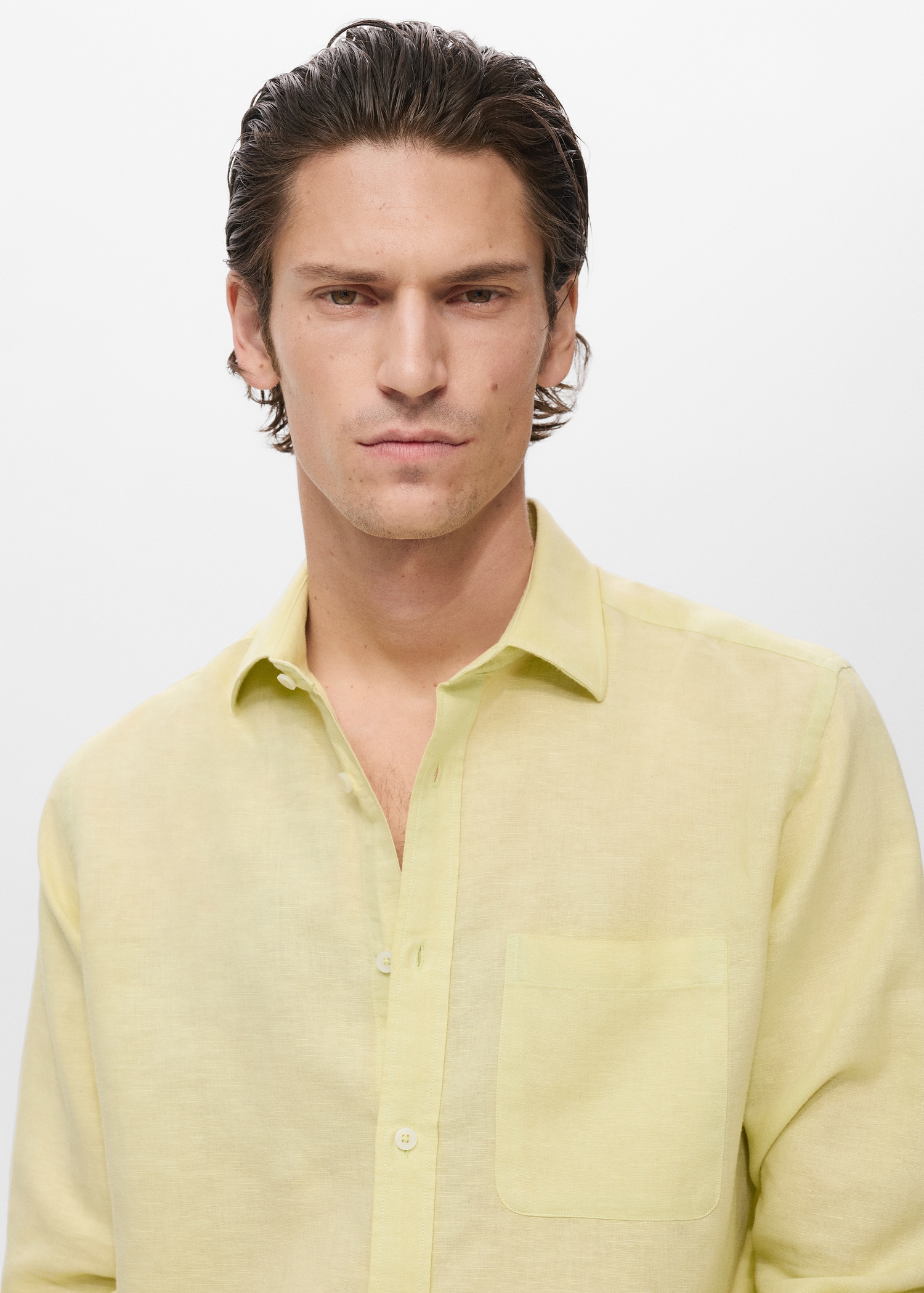 Chemise lin poche Homme MANGO Belgique - Main Image