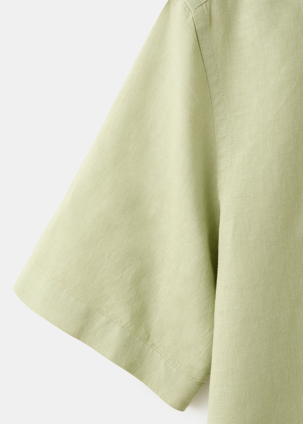 Short sleeve linen-blend shirt