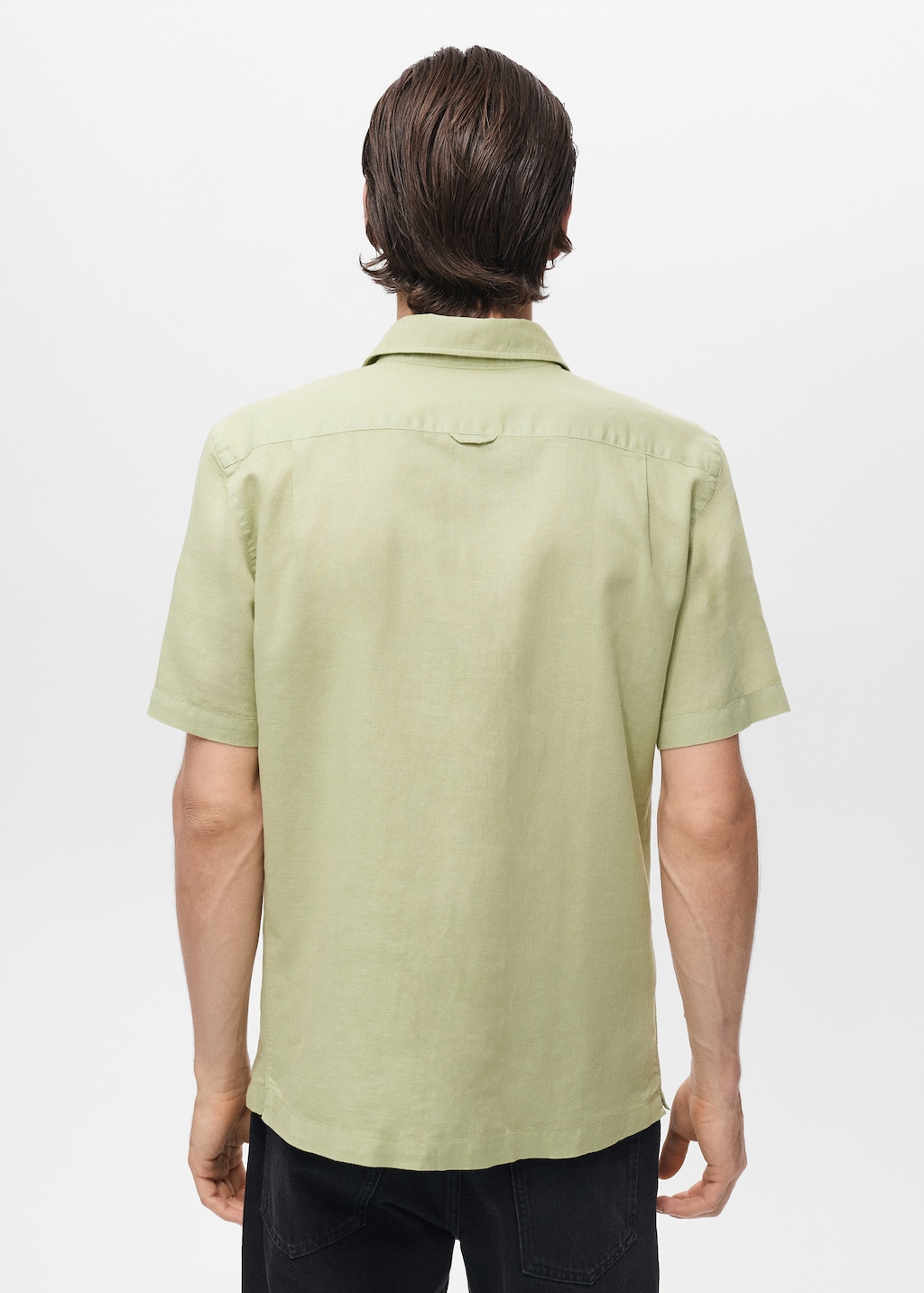 Short sleeve linen-blend shirt
