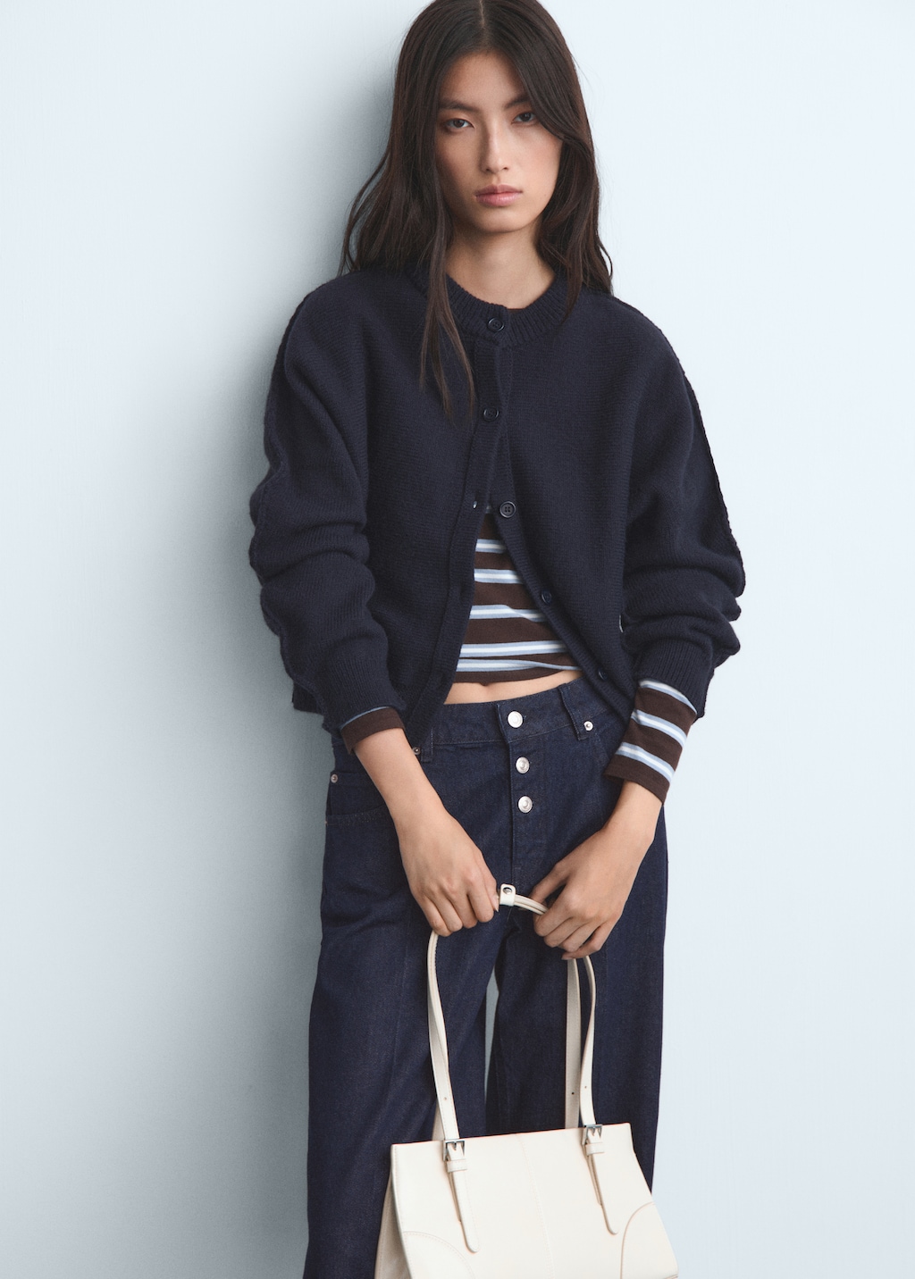 Low-rise straight-leg jeans with buttons