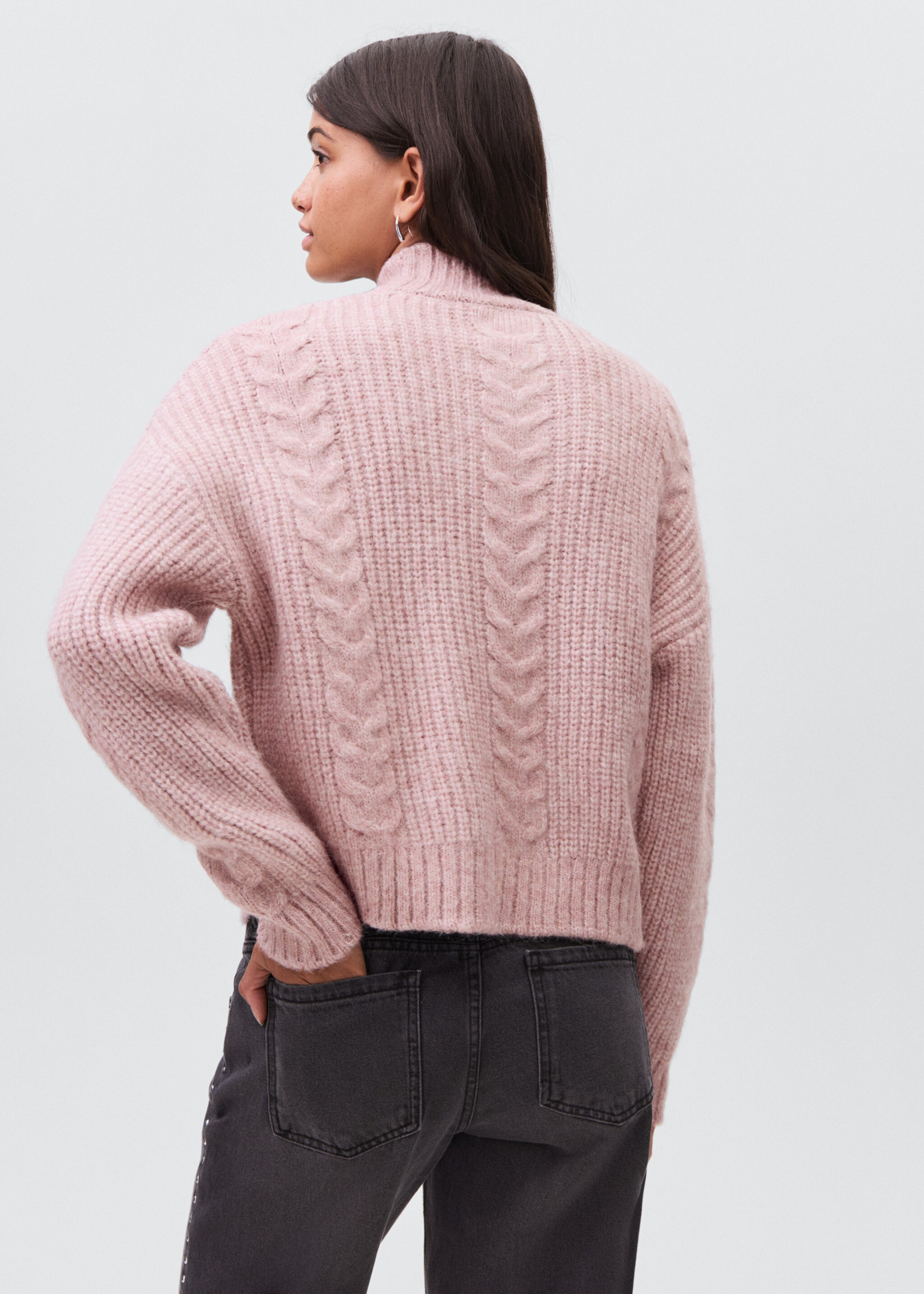 Textured knit sweater - Reverse of the article, Pale Pink. Ref: 17017128-00.