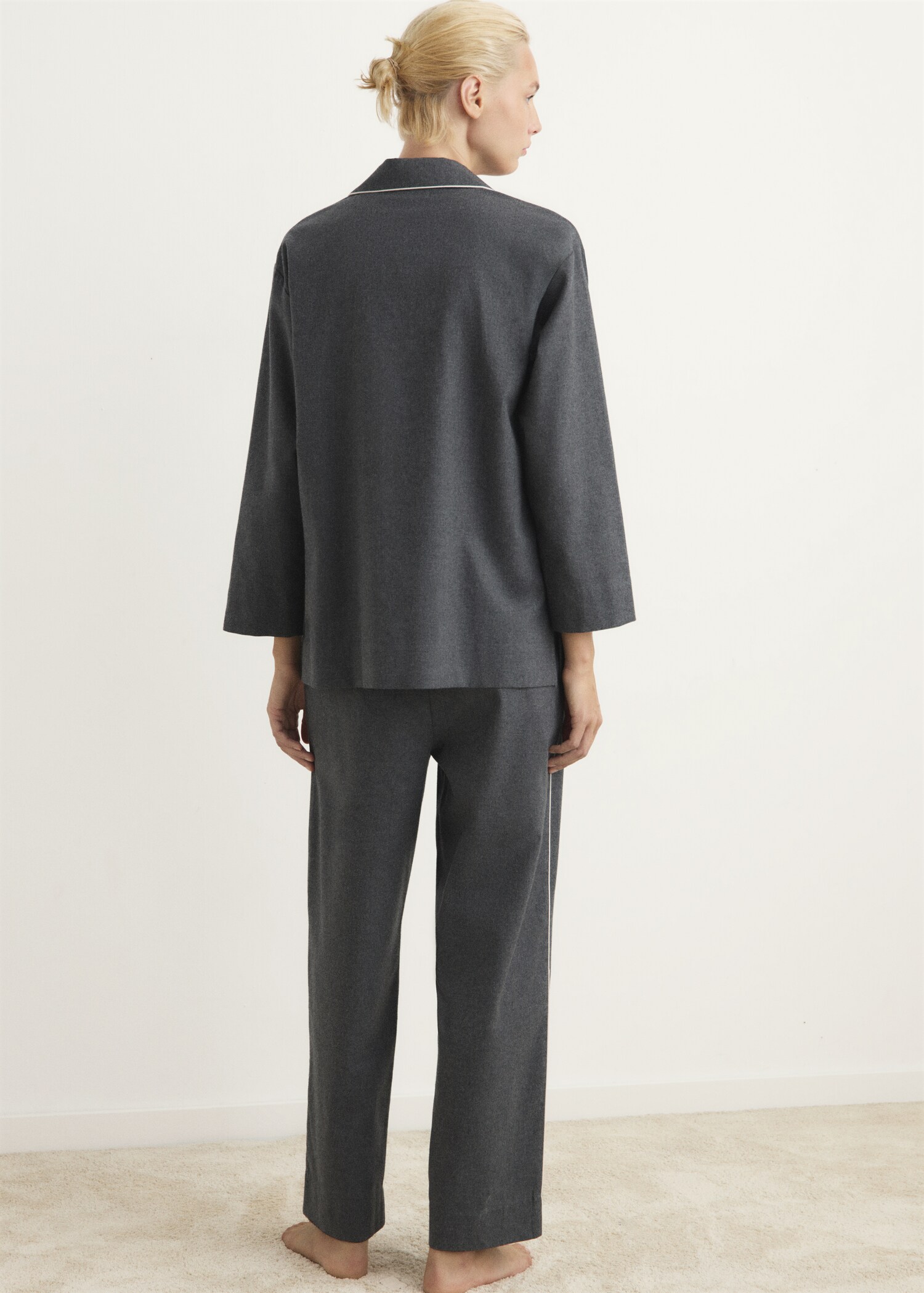 Contrast colour cotton flannel trousers - Reverse of the article