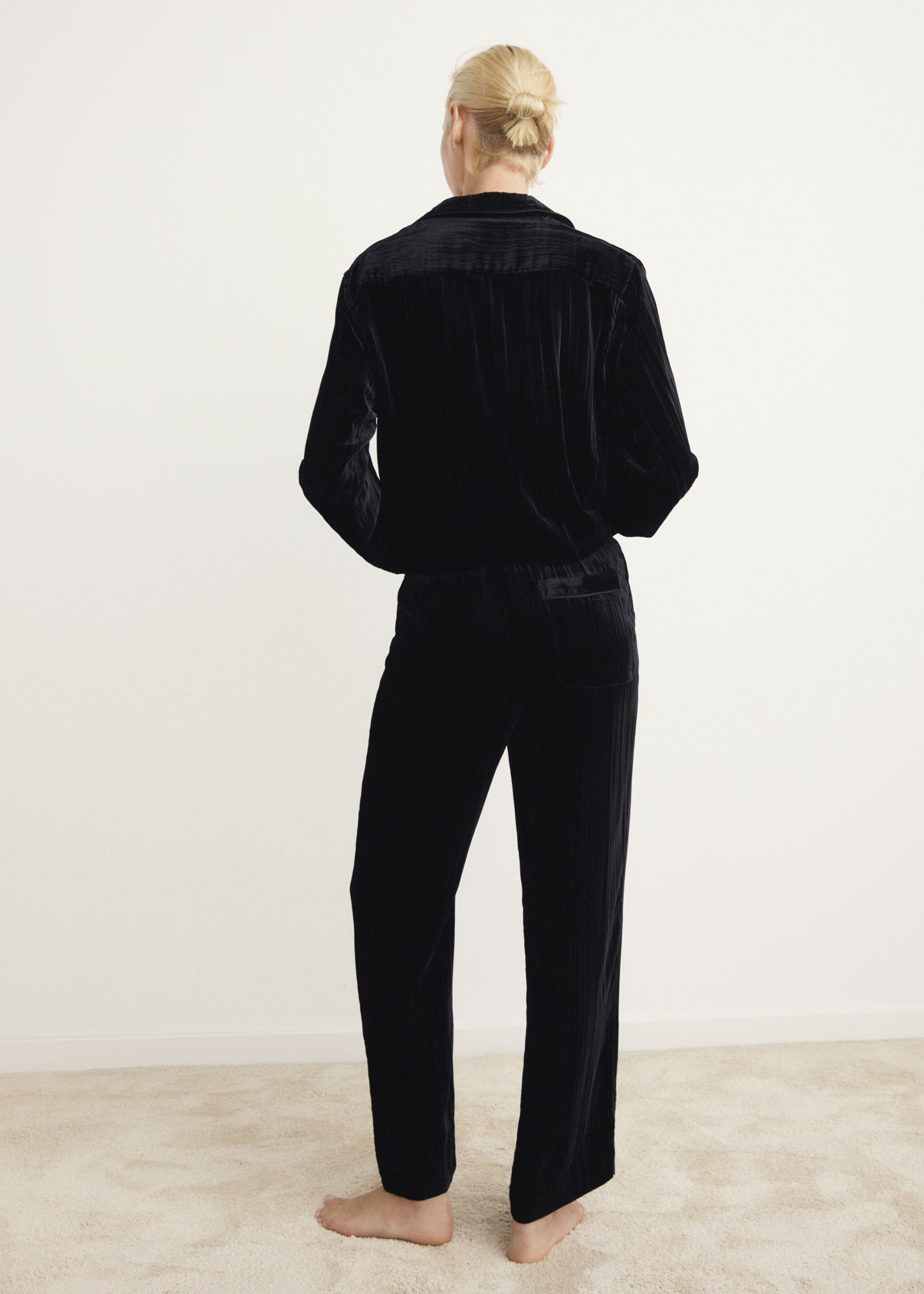 Silk velvet trousers - Reverse of the article, Grey. Ref: 17017132-00.