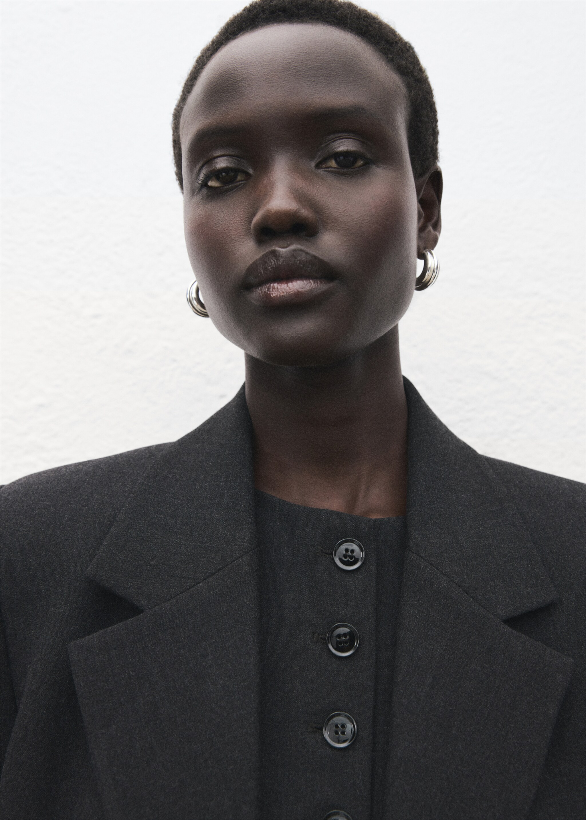 Double-breasted suit jacket - Details of the article 1, Grey. Ref: 17017141-00.