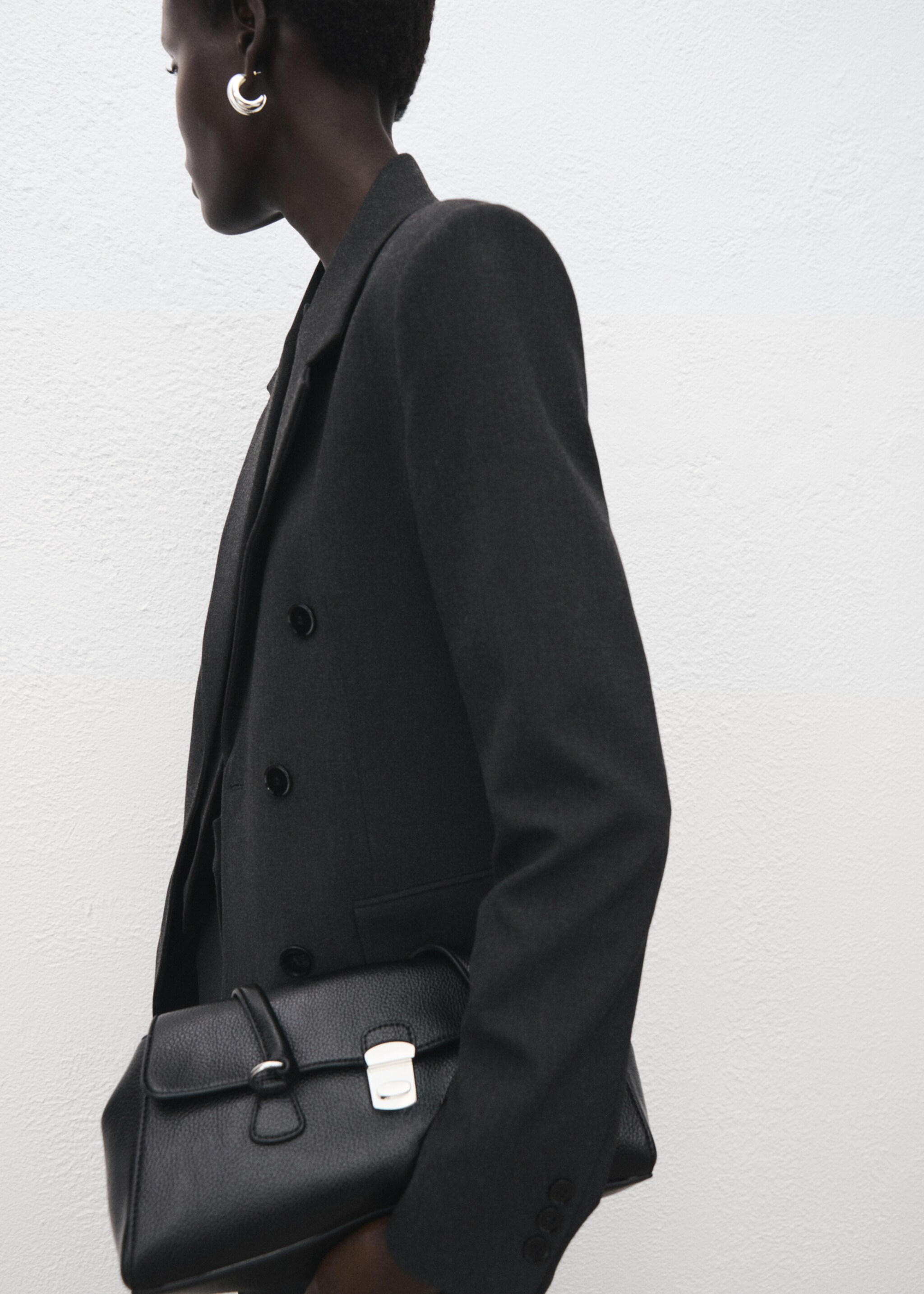 Double-breasted suit jacket - Details of the article 6, Grey. Ref: 17017141-00.