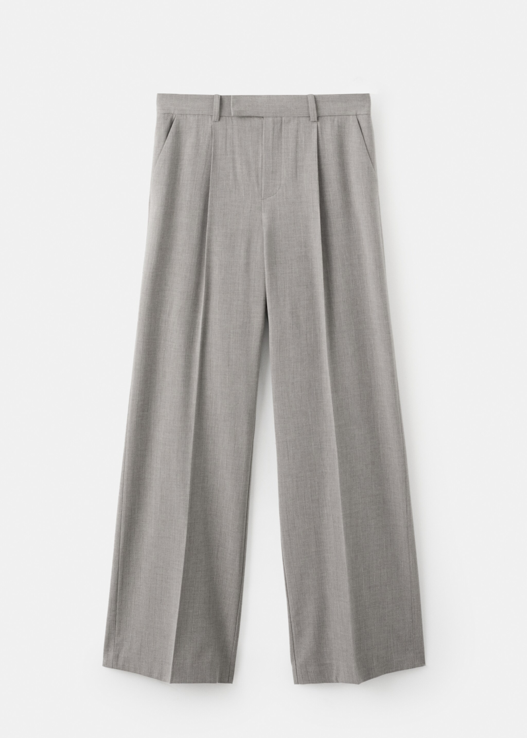 Straight wool-blend suit trousers - Article without model, Grey. Ref: 17017142-00.
