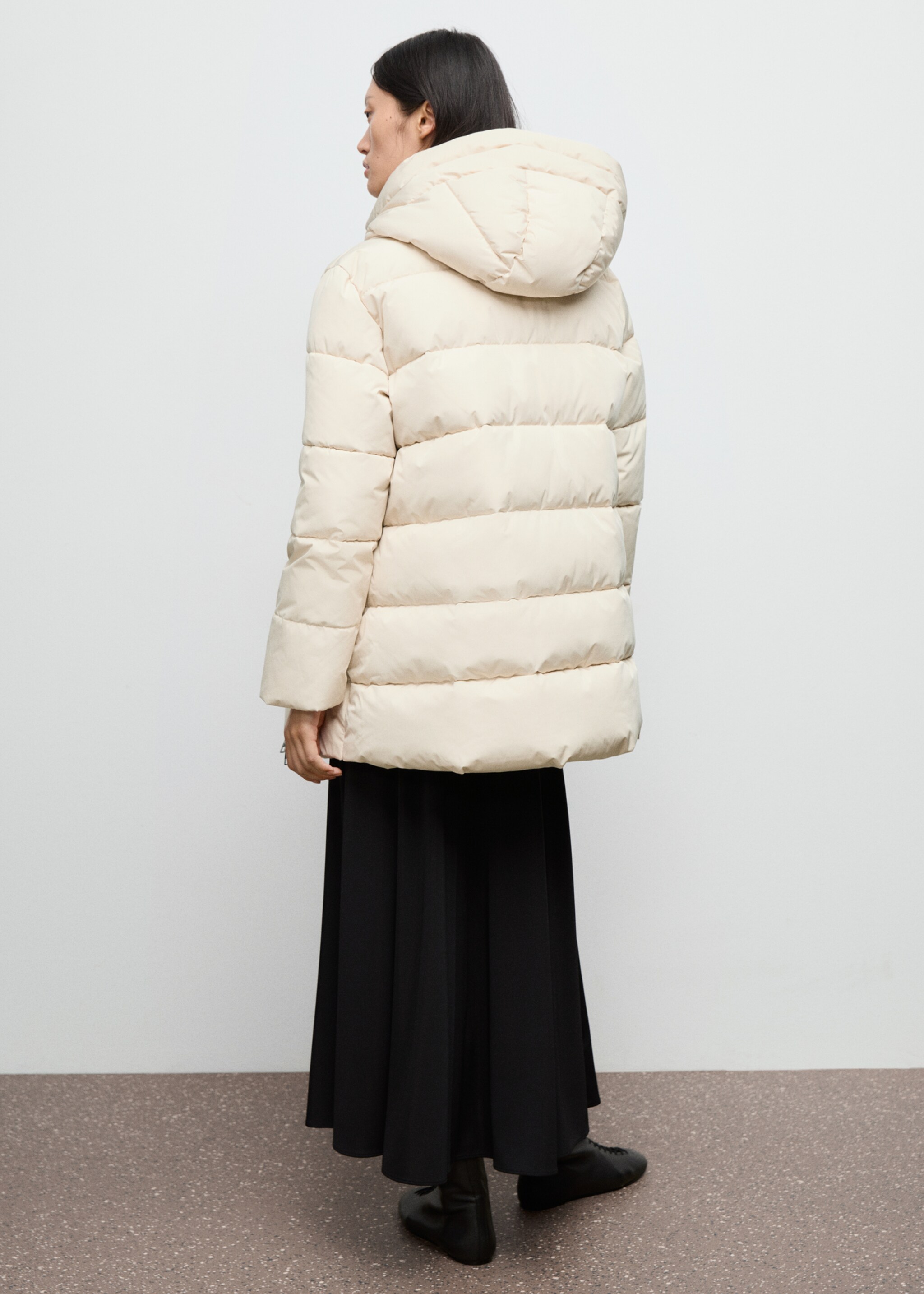 Hood quilted coat - Reverse of the article, Off White. Ref: 17017763-00.