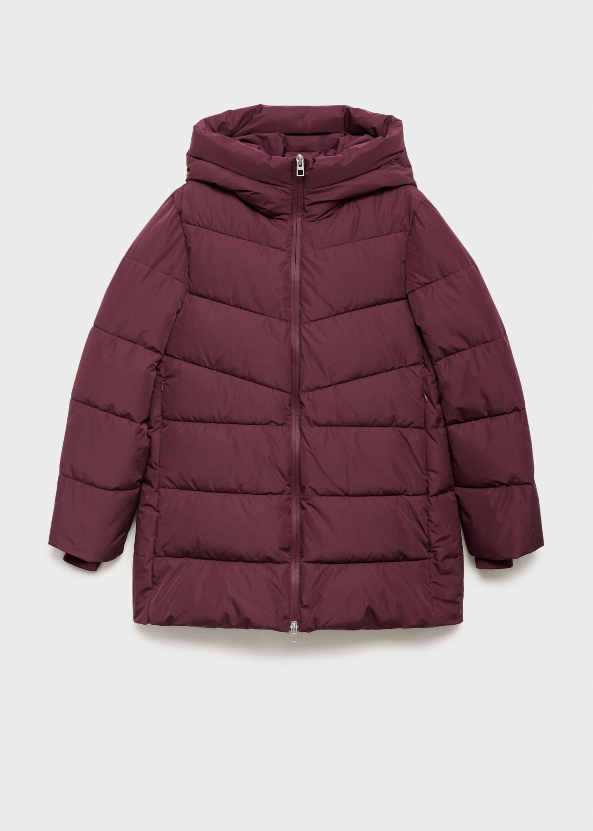 Hood quilted coat - Article without model, Maroon. Ref: 17017763-00.