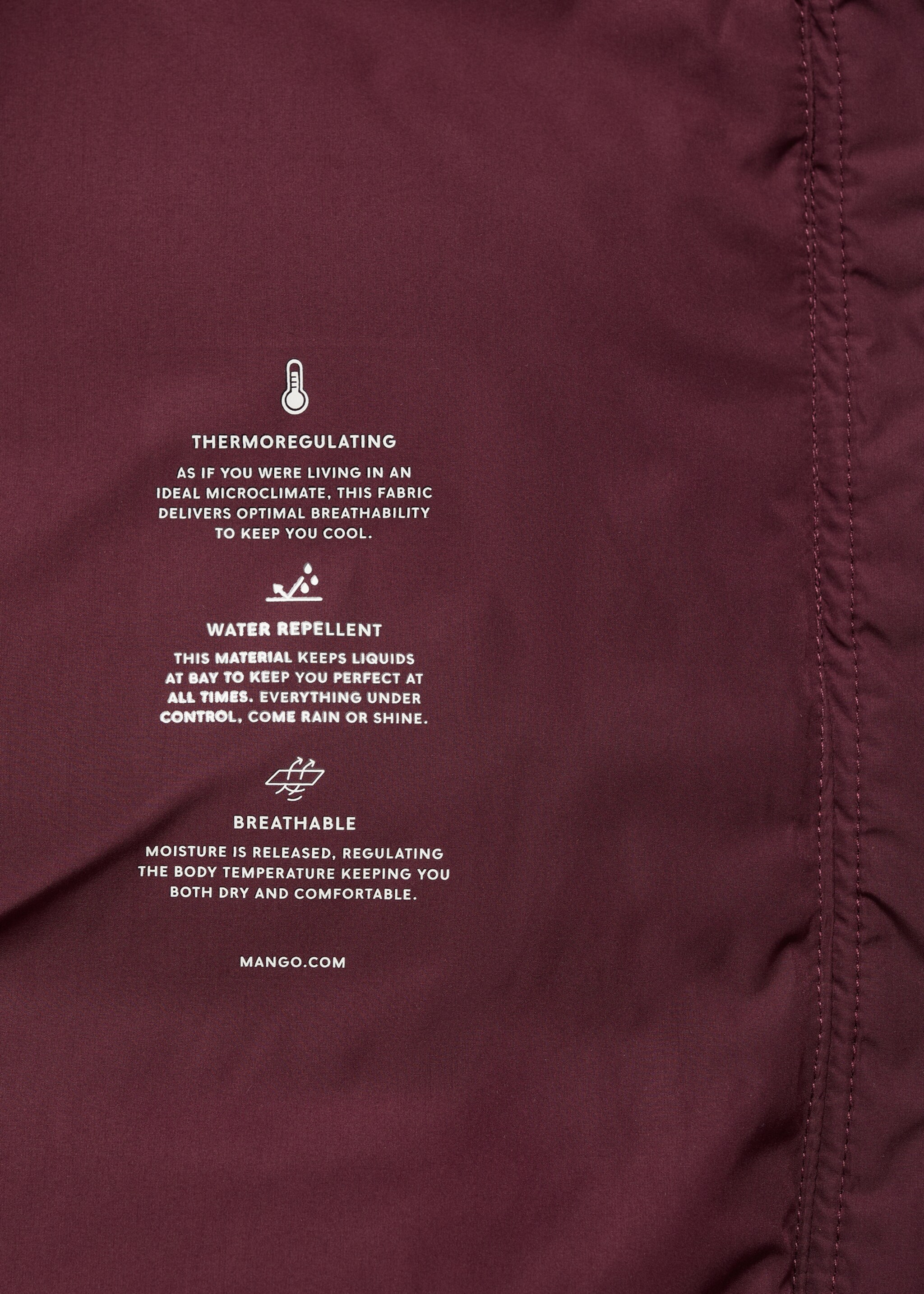 Hood quilted coat - Details of the article 0, Maroon. Ref: 17017763-00.