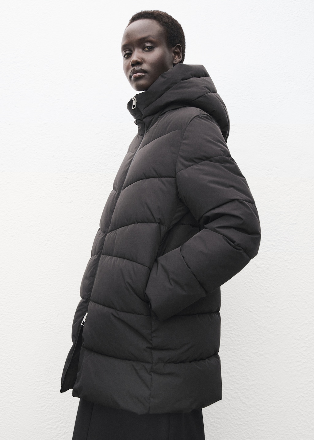 Hood puffer coat